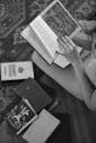 Cozy Reading with Books in Black and White