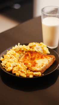Cheese Milk And Meat Egg Casserole With Bread