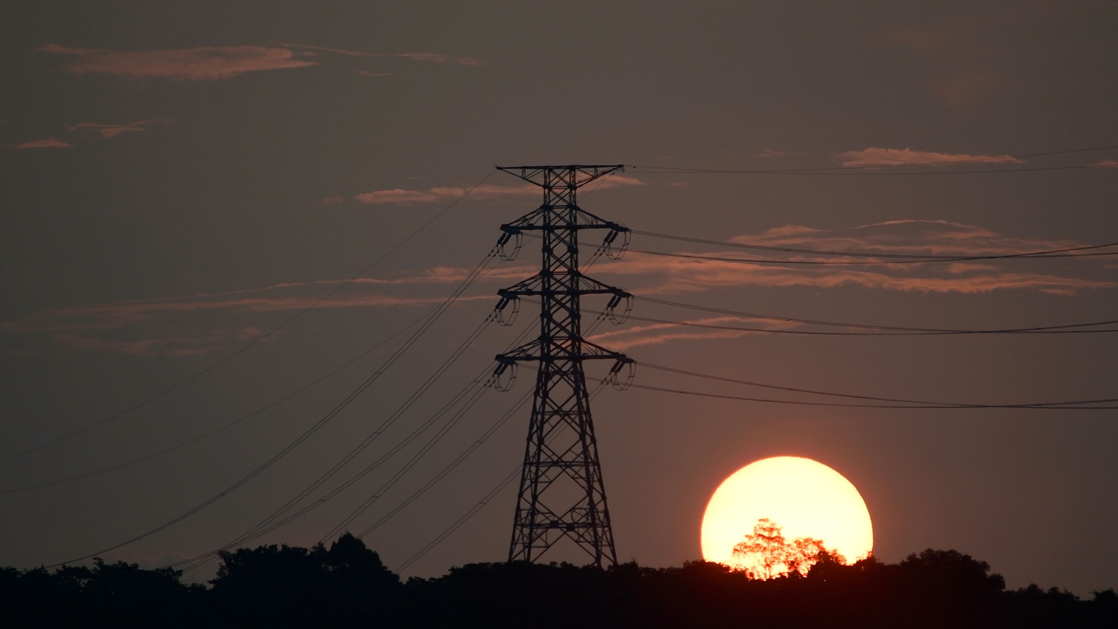 Sunset Behind Power Lines - Dramatic Sky · Free Stock Photo