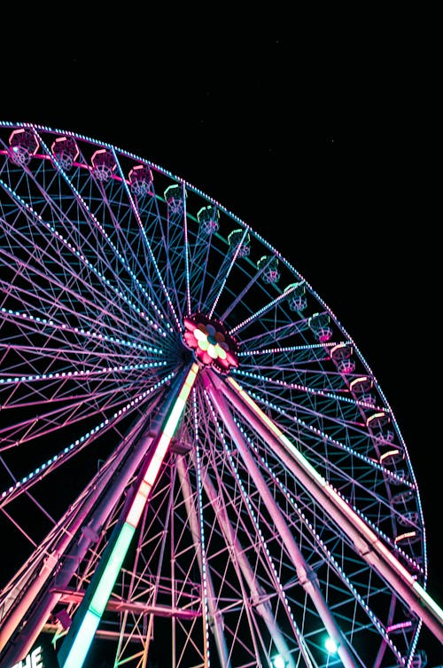 Lighted Ferris Wheel at Night