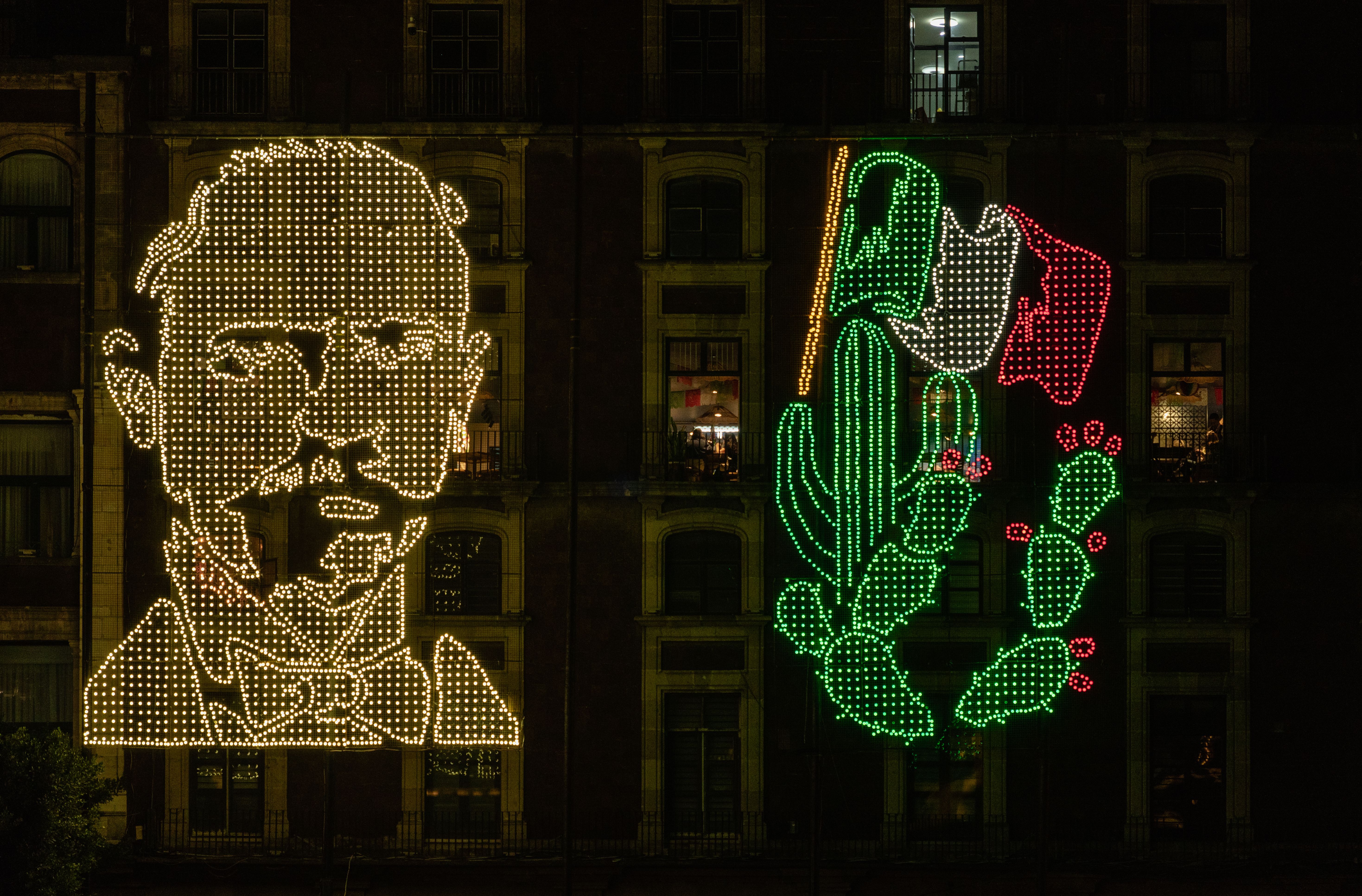 Colorful LED Display Celebrating Mexican Identity · Free Stock Photo