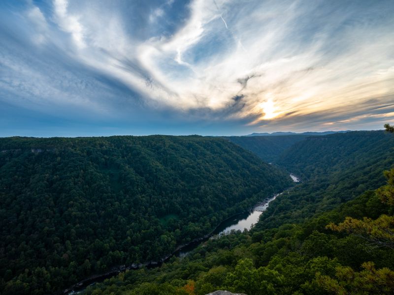 Valley overlook from a mountain ridge
