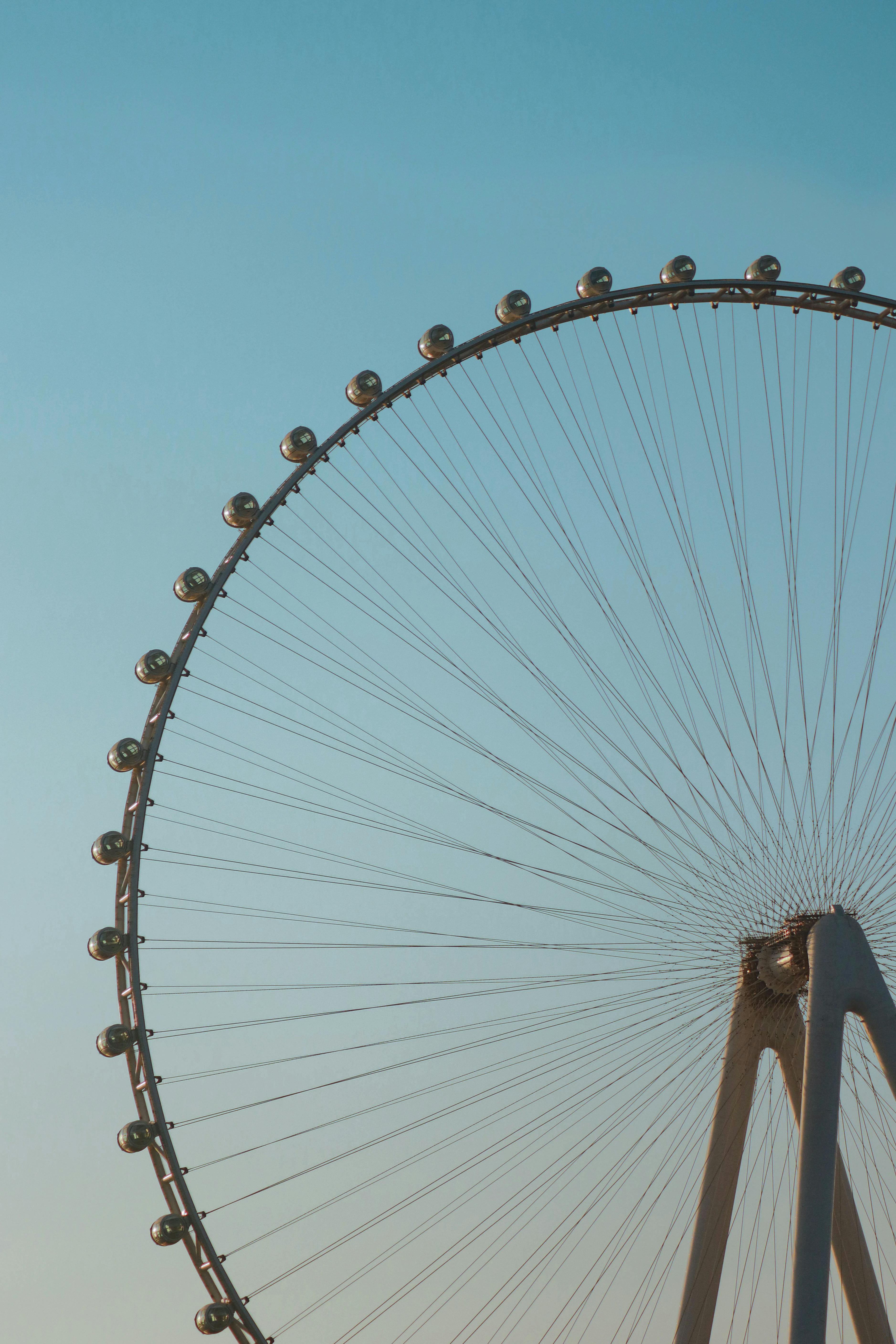 Stunning view of the Dubai Eye Ferris wheel against a clear evening sky.