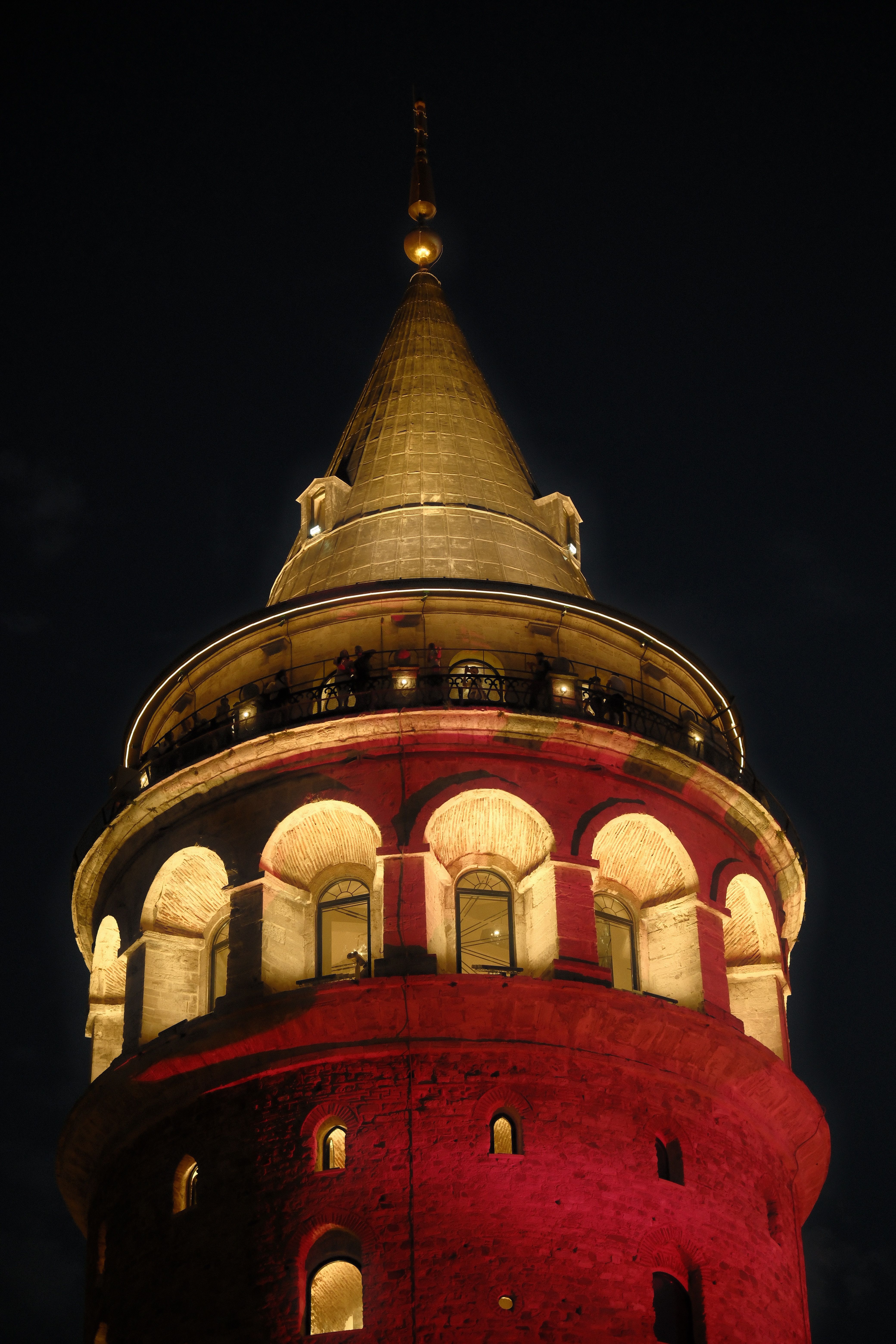 Galata Tower Illuminated at Night in Istanbul · Free Stock Photo