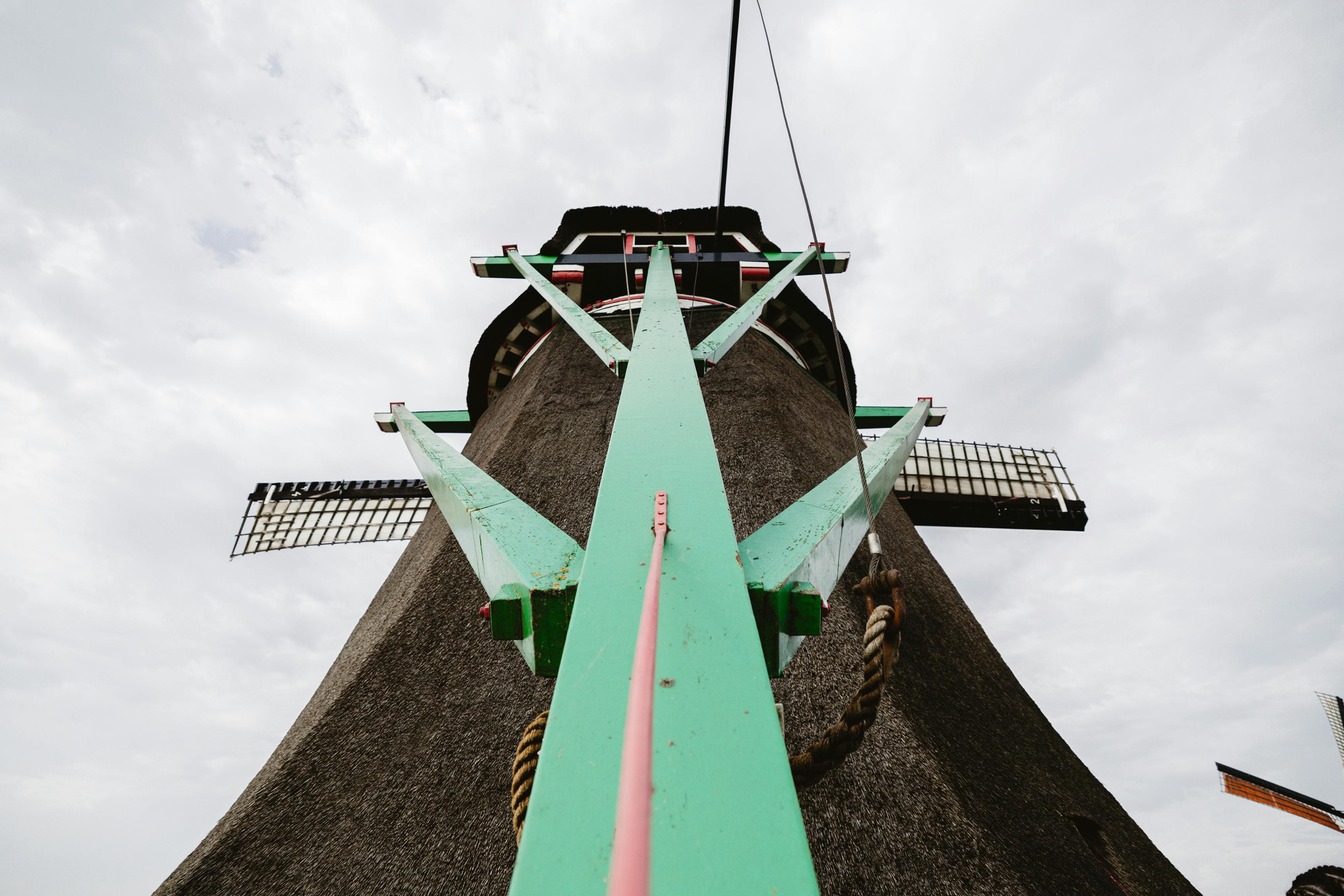 traditional dutch windmill from unique angle