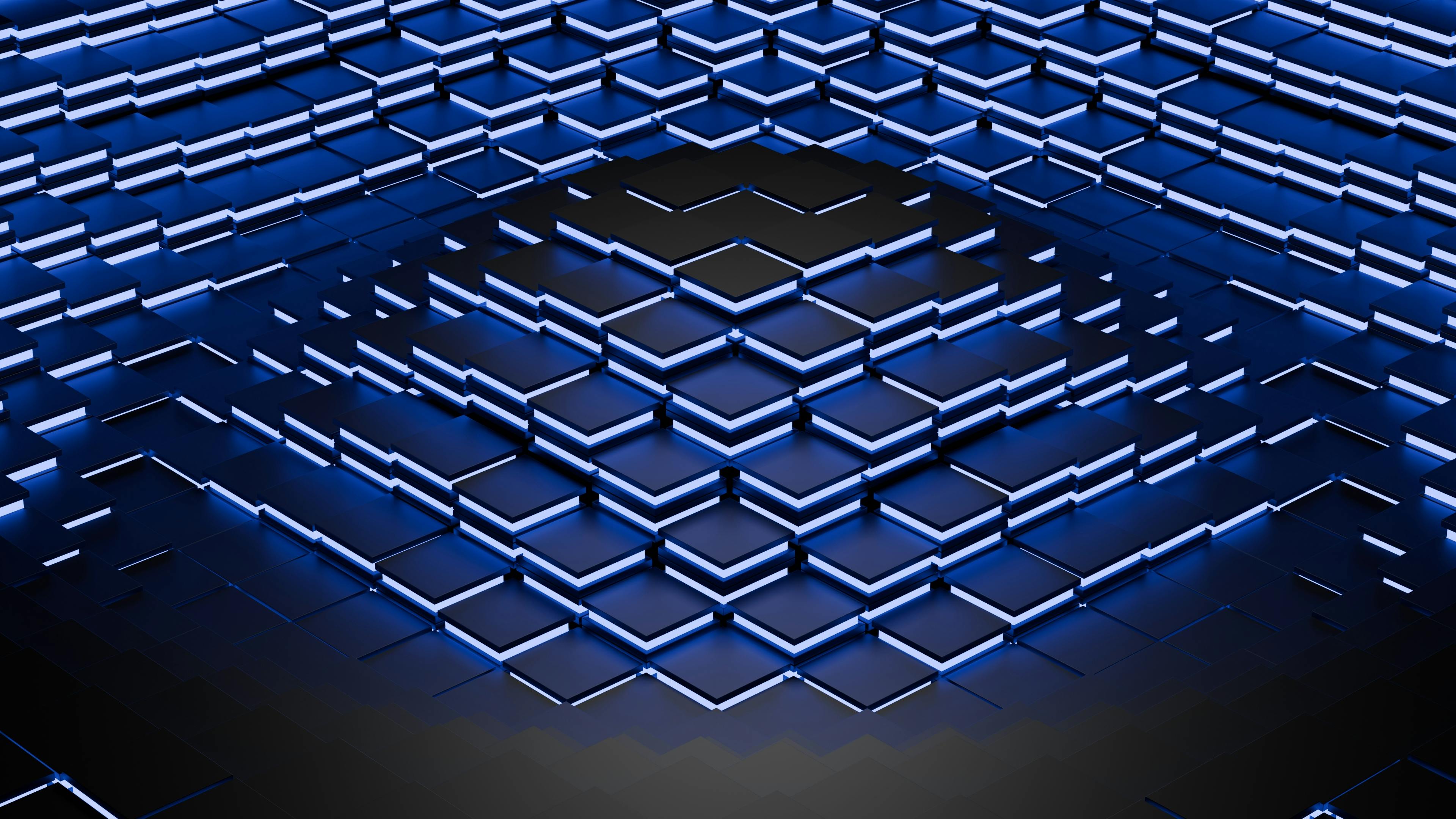 Kostnadsfria Intrikat blått geometriskt 3D-mönster med ljuseffekter som skapar en modern abstrakt design. Stock foto