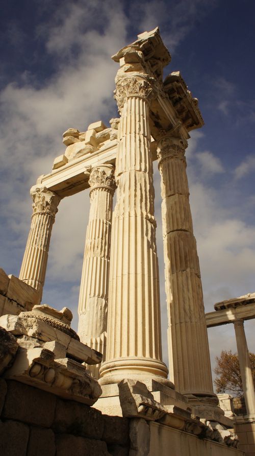 Free Stunning view of ancient Greek temple ruins with blue sky background, showcasing classical architecture. Stock Photo