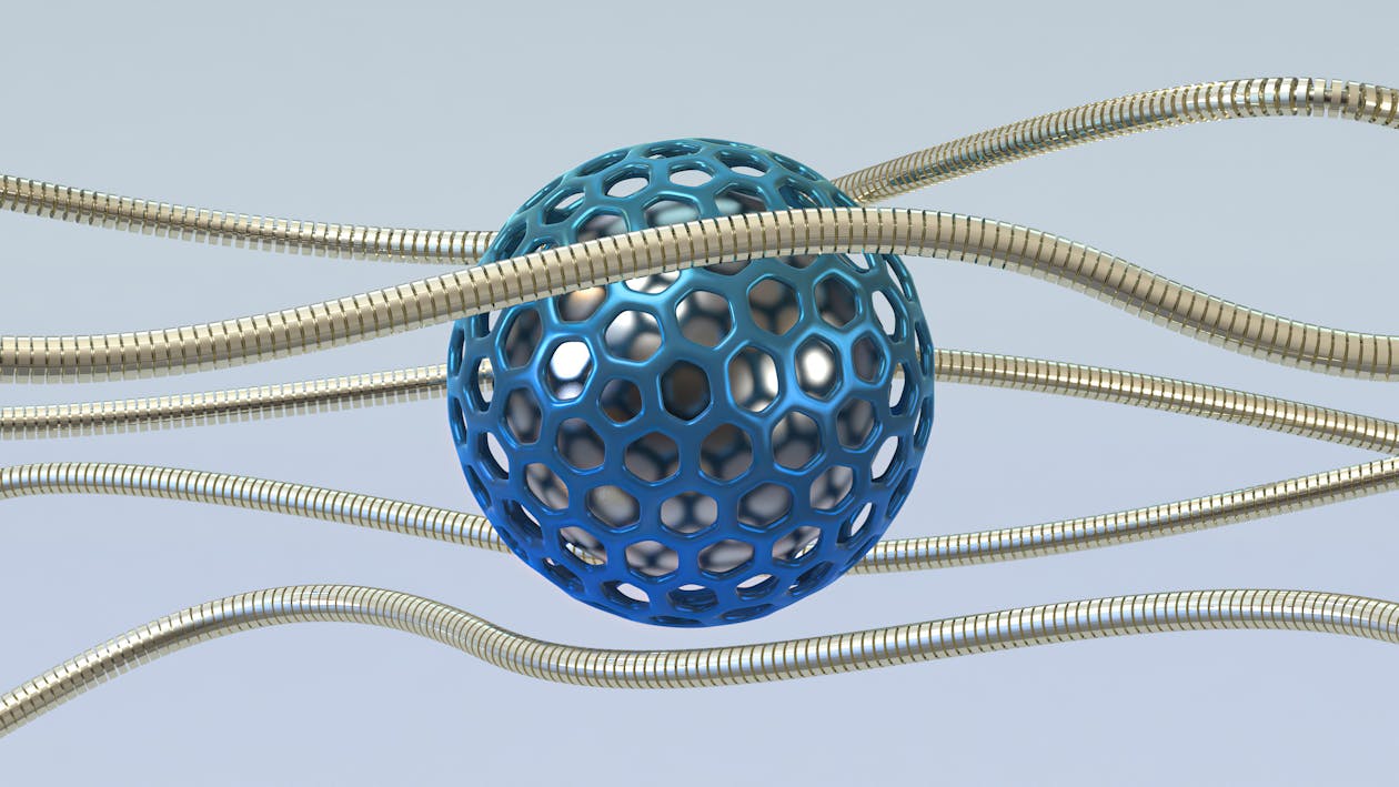 Abstract Metallic Blue Sphere with Tentacles · Free Stock Photo