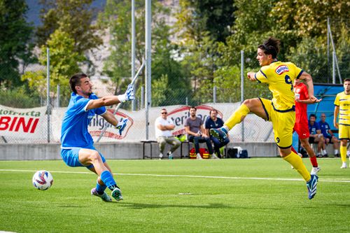 Free Intense action shot of soccer players during a competitive match. Stock Photo