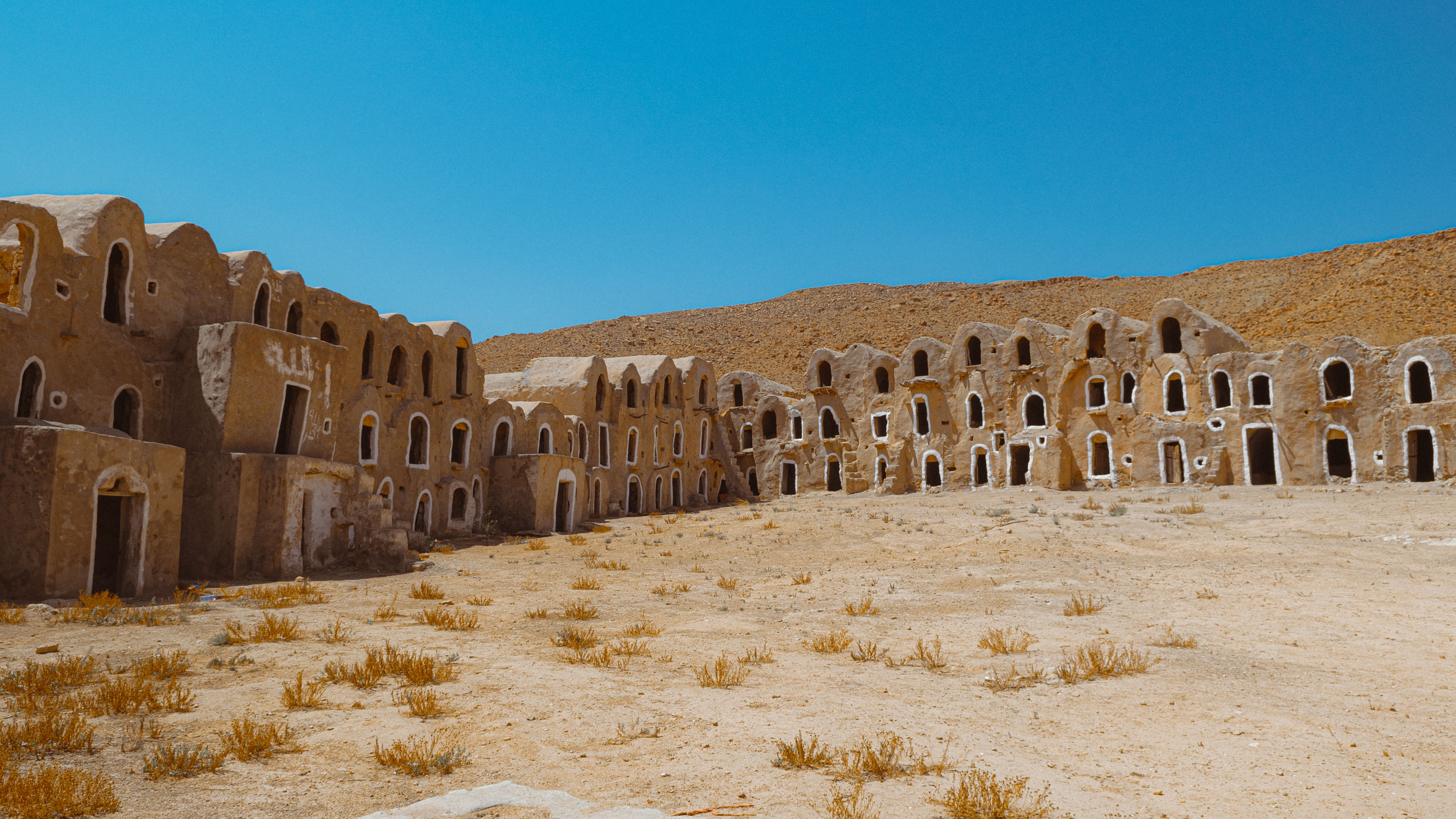 Traditional Berber architecture in the desert of Tataouine, Tunisia.