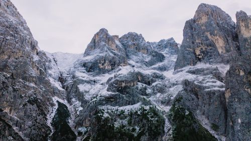 Free Snow-capped peaks of the Dolomites in San Martino di Castrozza, Italy. Stock Photo