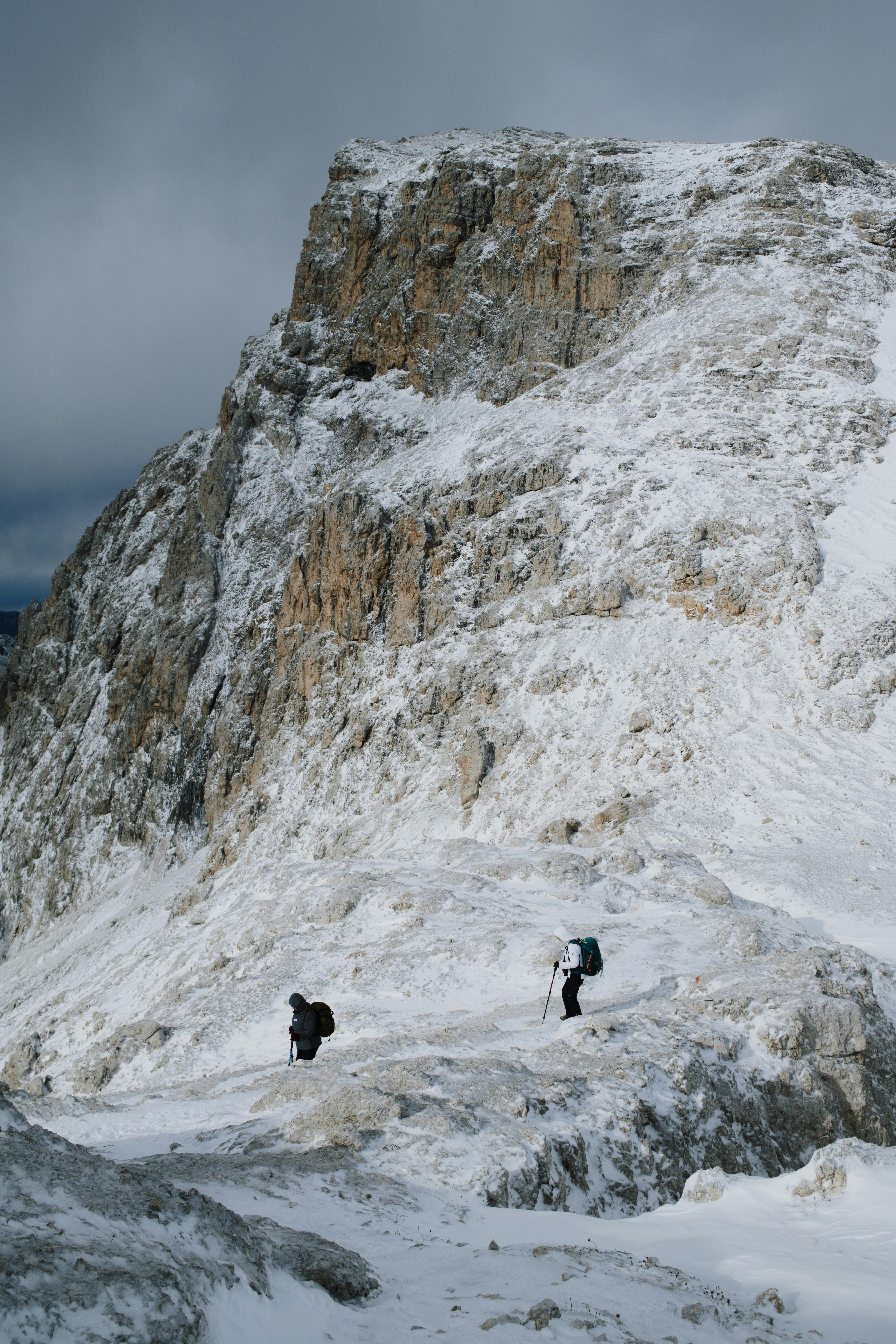 hikers on snowy mountain in trentino alto adige
