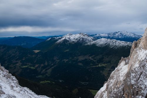 Free Breathtaking view of snow-capped mountains in San Martino di Castrozza, Italy. Stock Photo