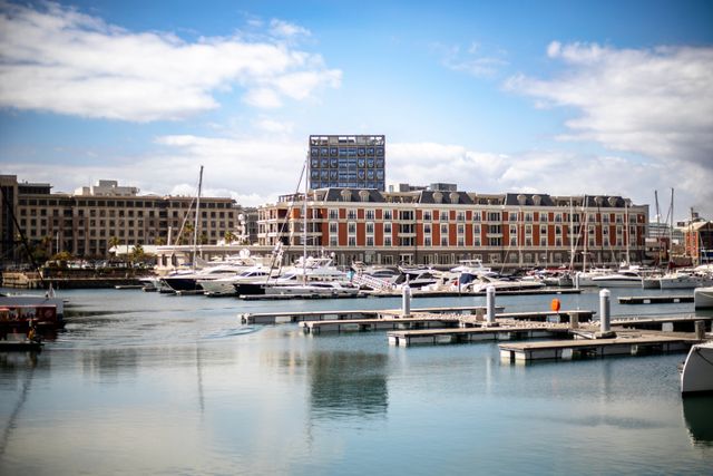 Luxury waterfront hotel and marina with yachts in Cape Town, South Africa. Related image for Hospitality in Africa: Trends Shaping Hotels in 2026.