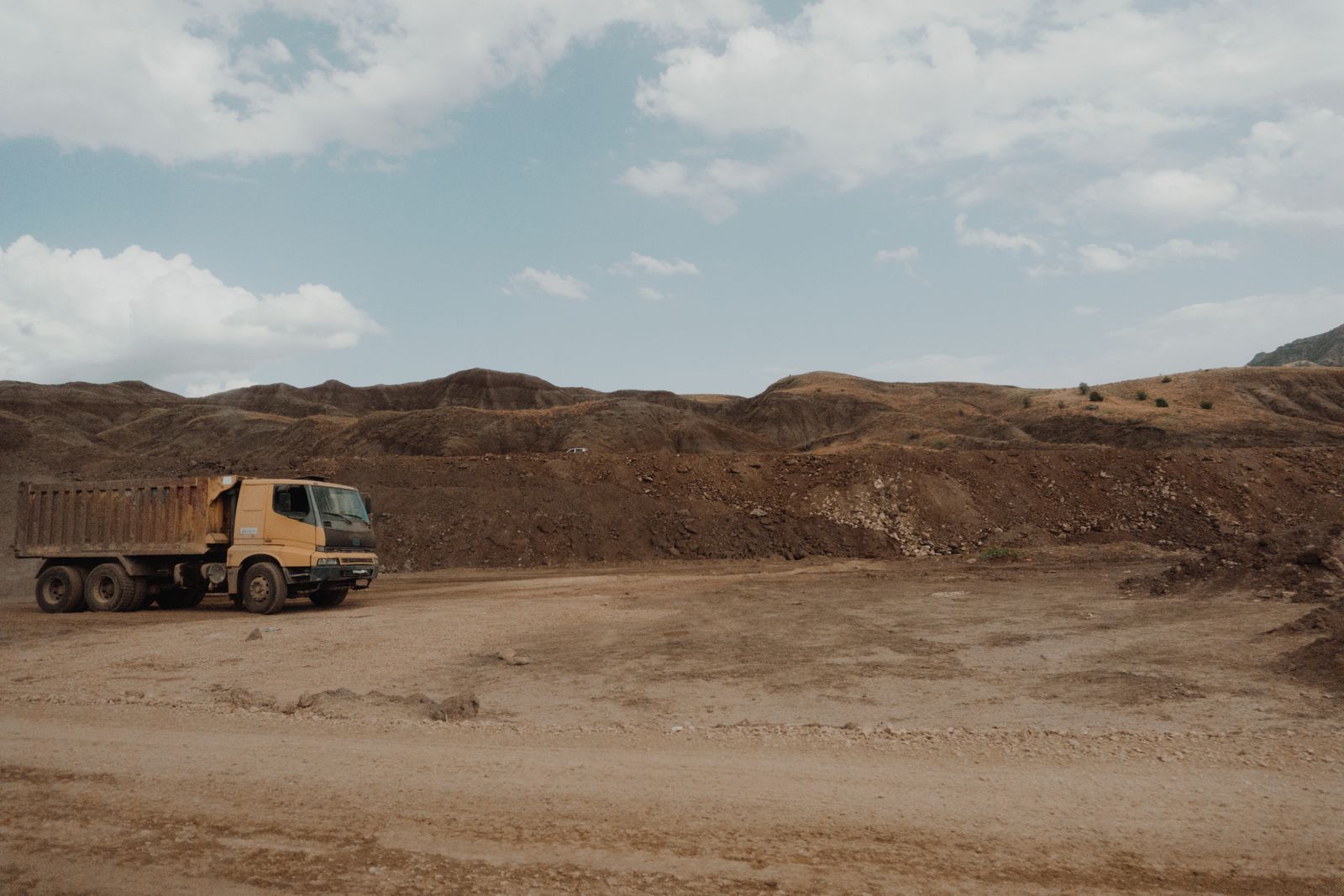 Heavy dump truck at an aggregate and earthwork site