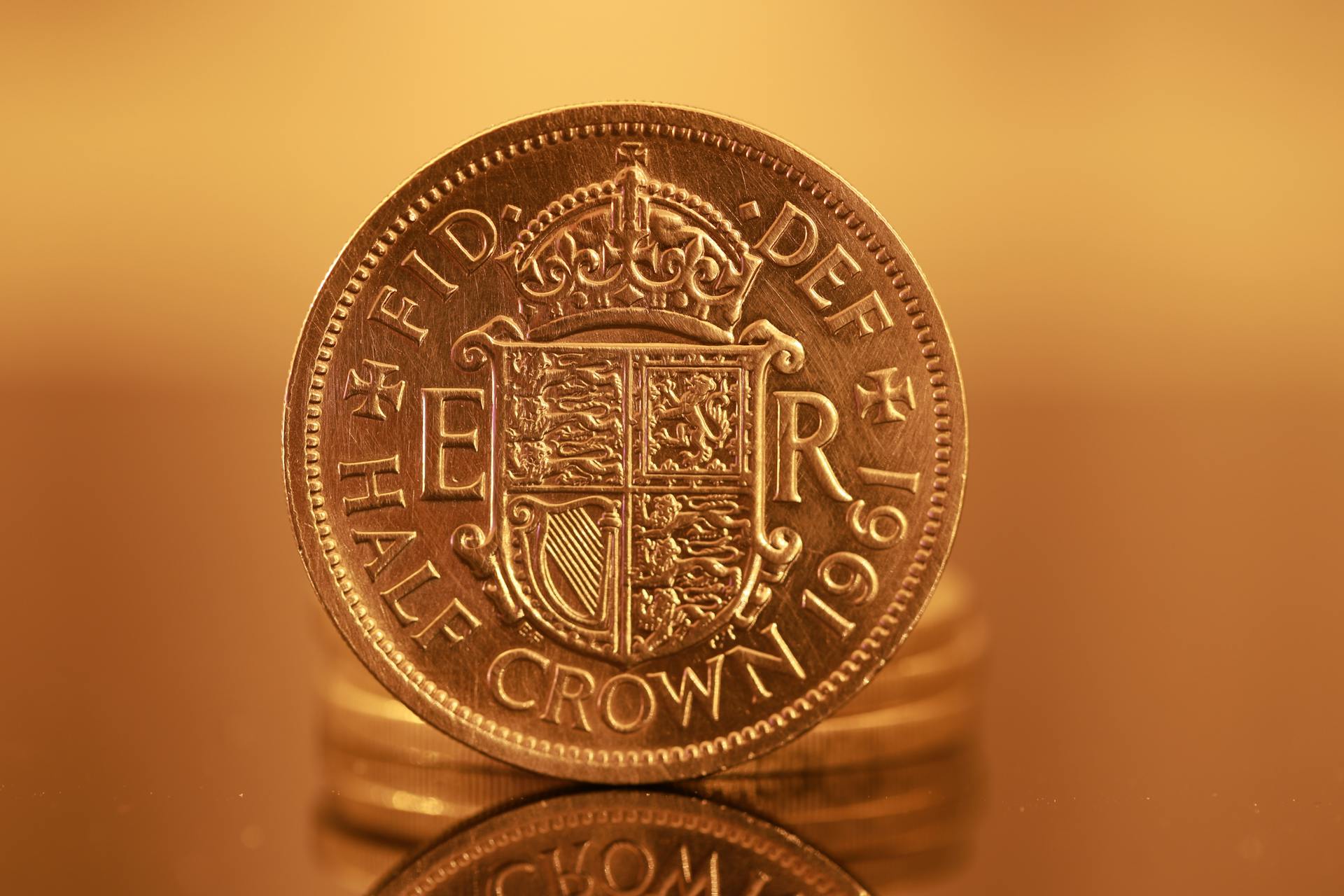 Close-up of 1964 British Half Crown Coin