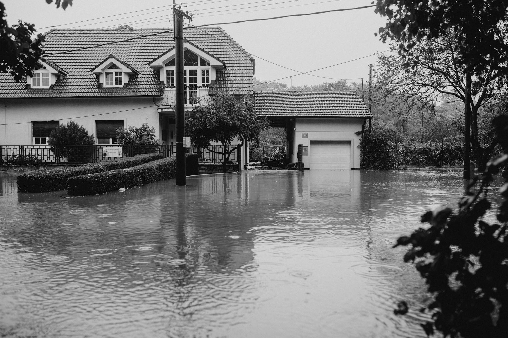 Suburban Flooding Surrounding Residential House