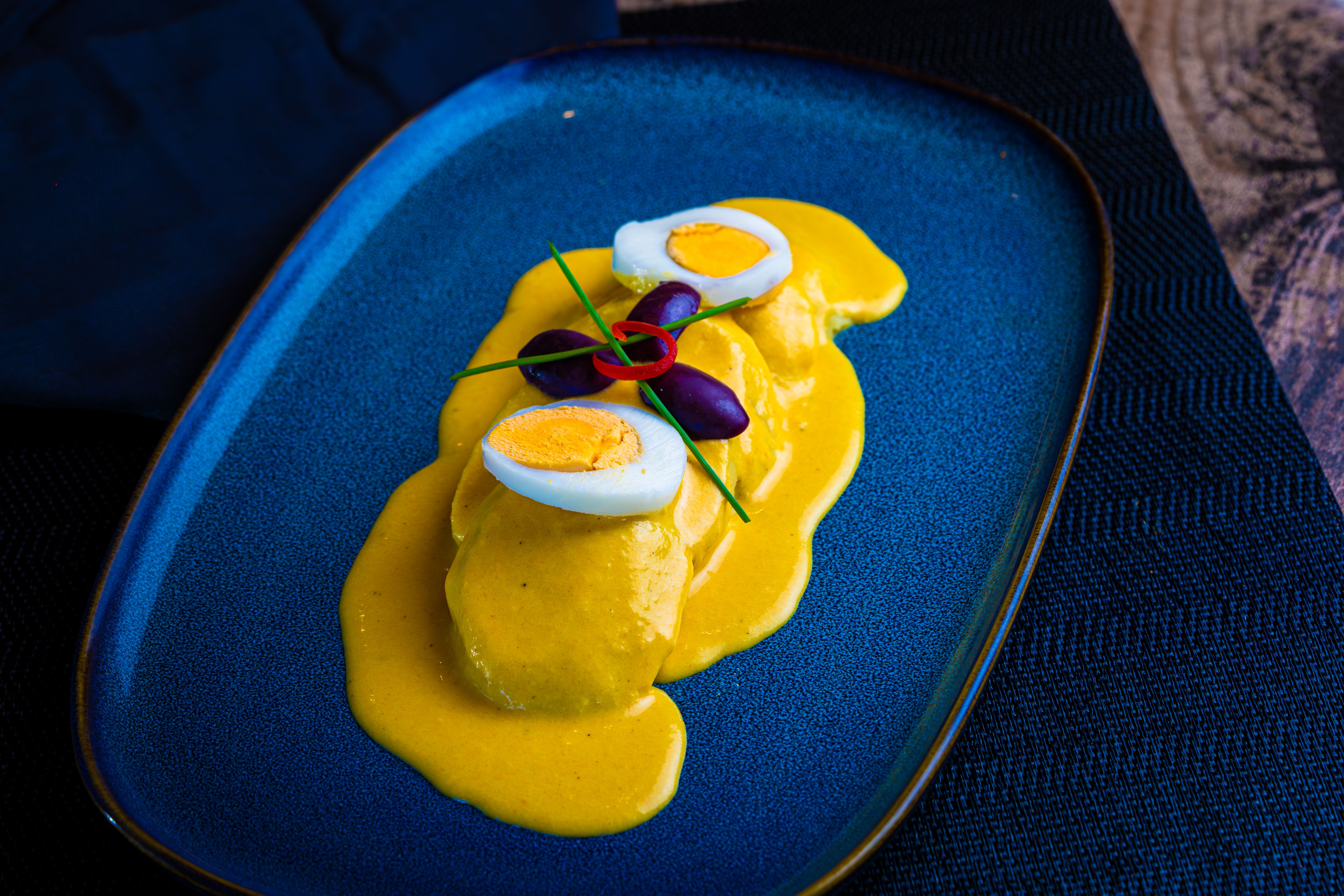 Delicioso Plato Peruano De Papa A La Huancaína En Primer Plano · Foto