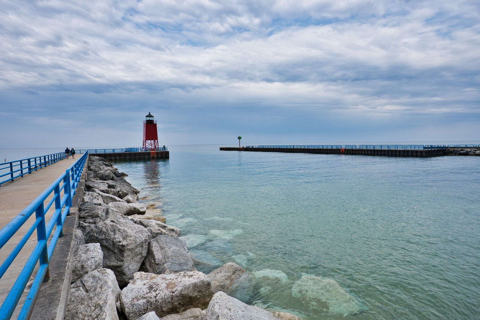 Charlevoix South Pier Lighthouse on Lake Michigan, Michigan