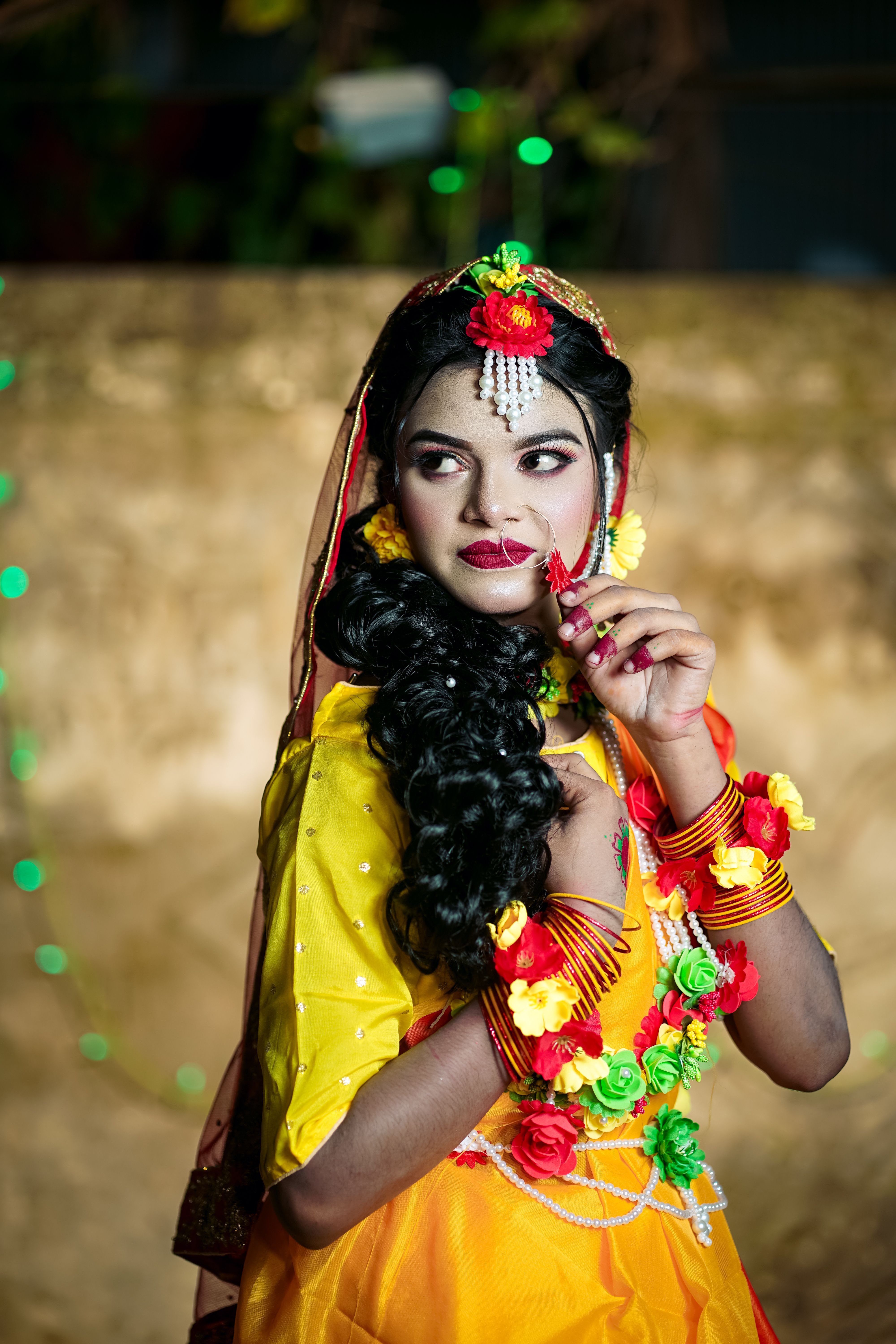 Woman in Red and Gold Dress Wearing a Headdress · Free Stock Photo