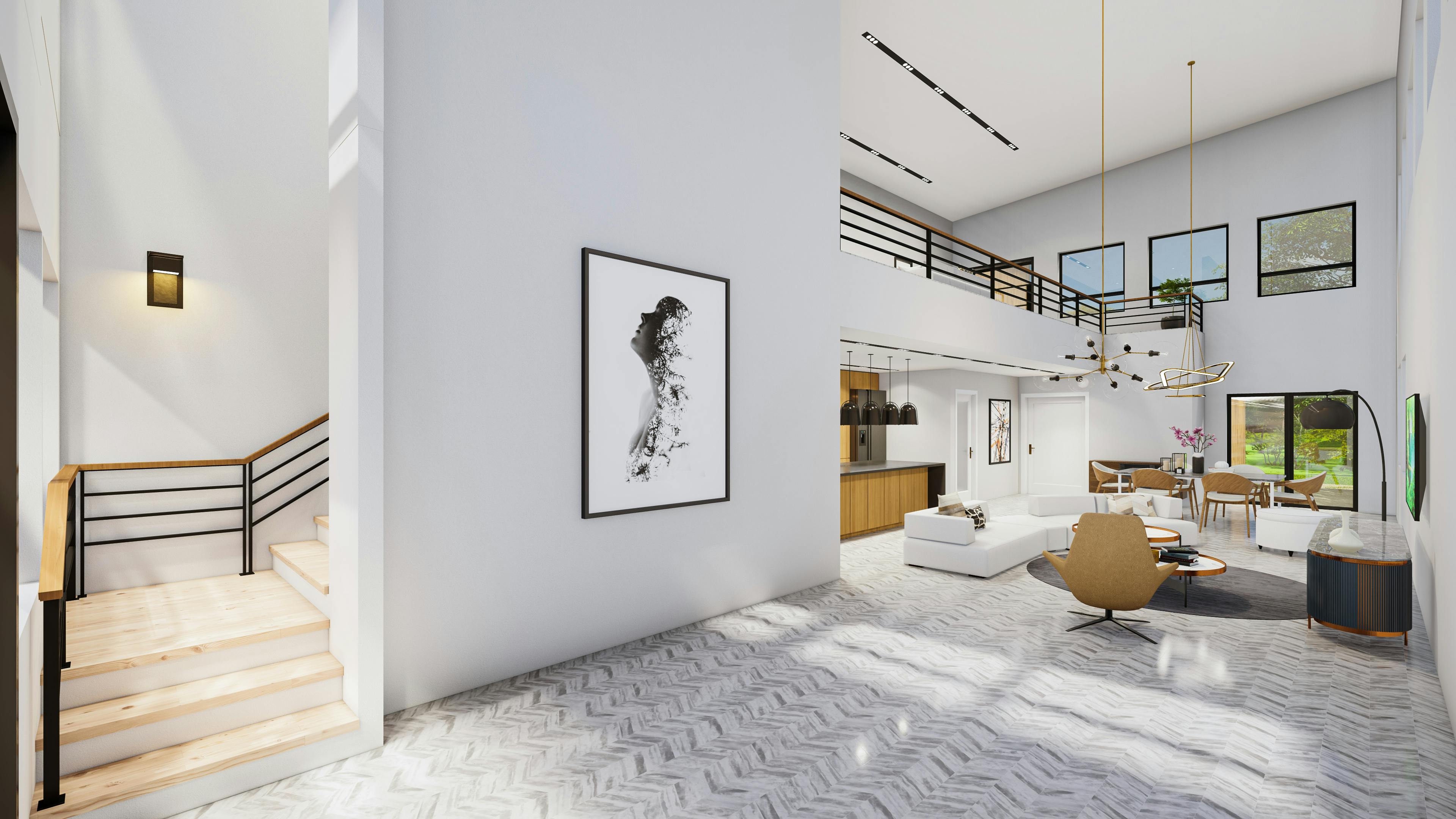 Stunning modern interior with sleek design and ample natural light, offering a spacious and contemporary feel.