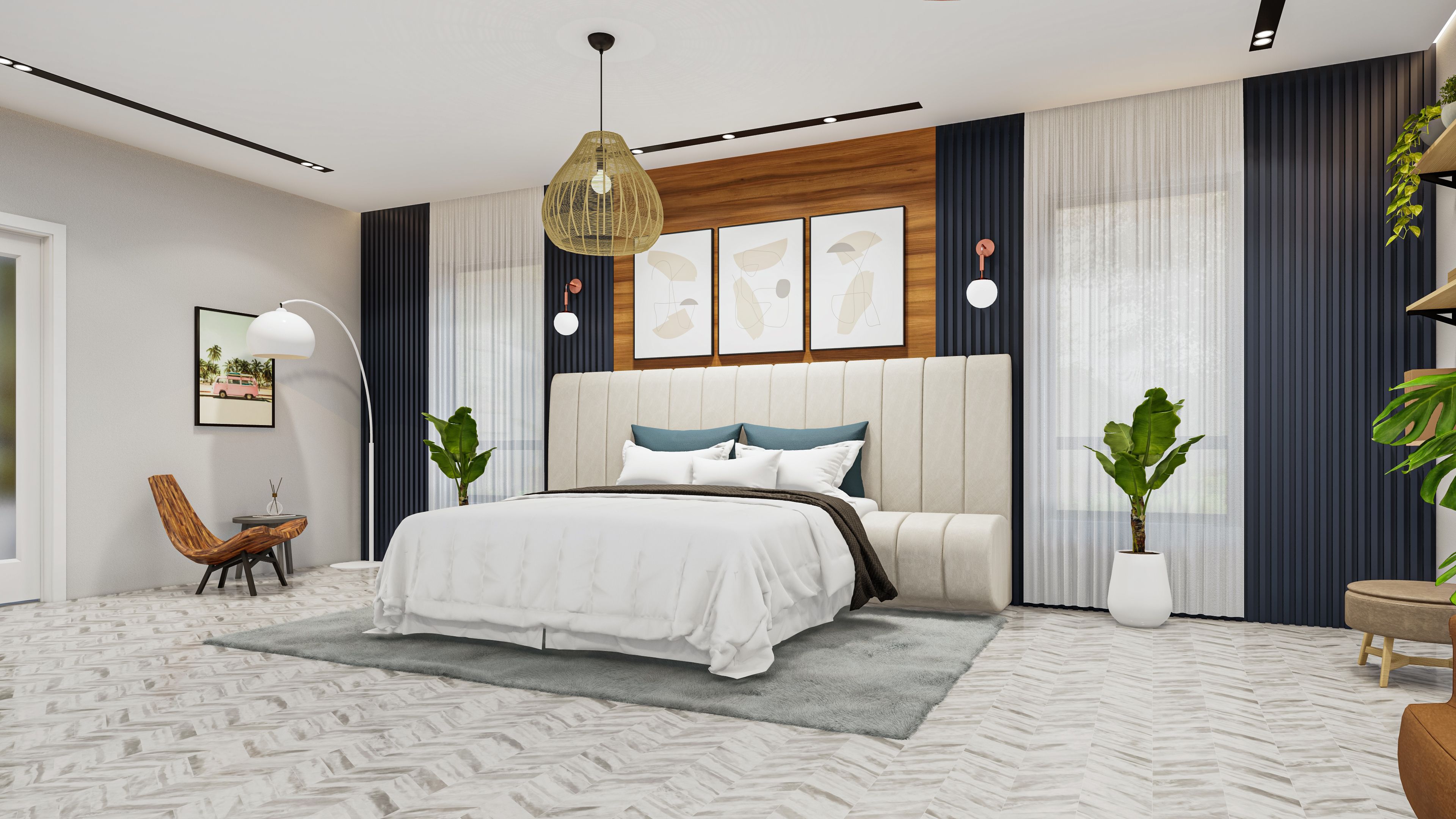 Diseño Interior De Dormitorio Minimalista Moderno · Foto de stock gratuita