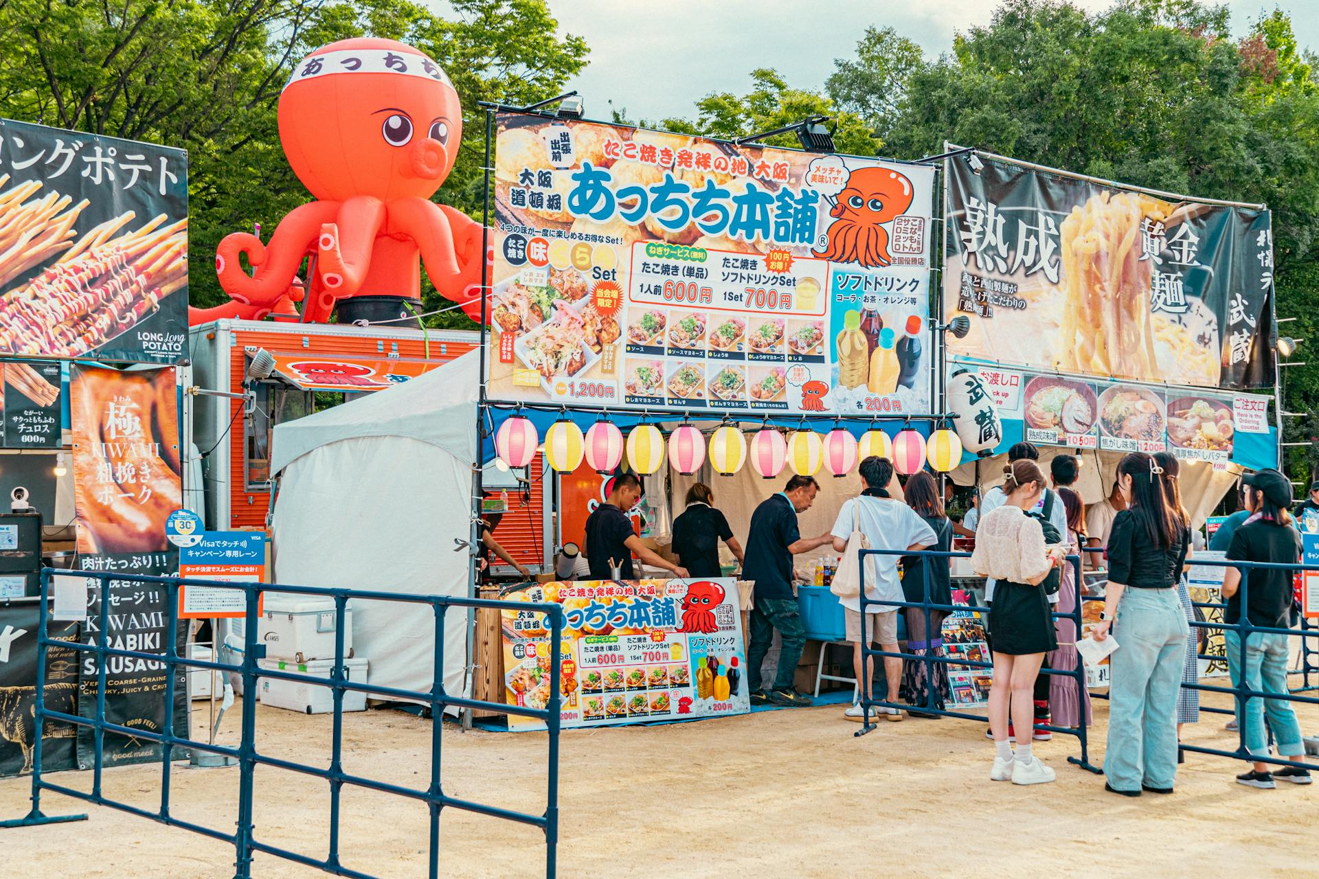 Vibrant Japanese Food Festival Stall Scene