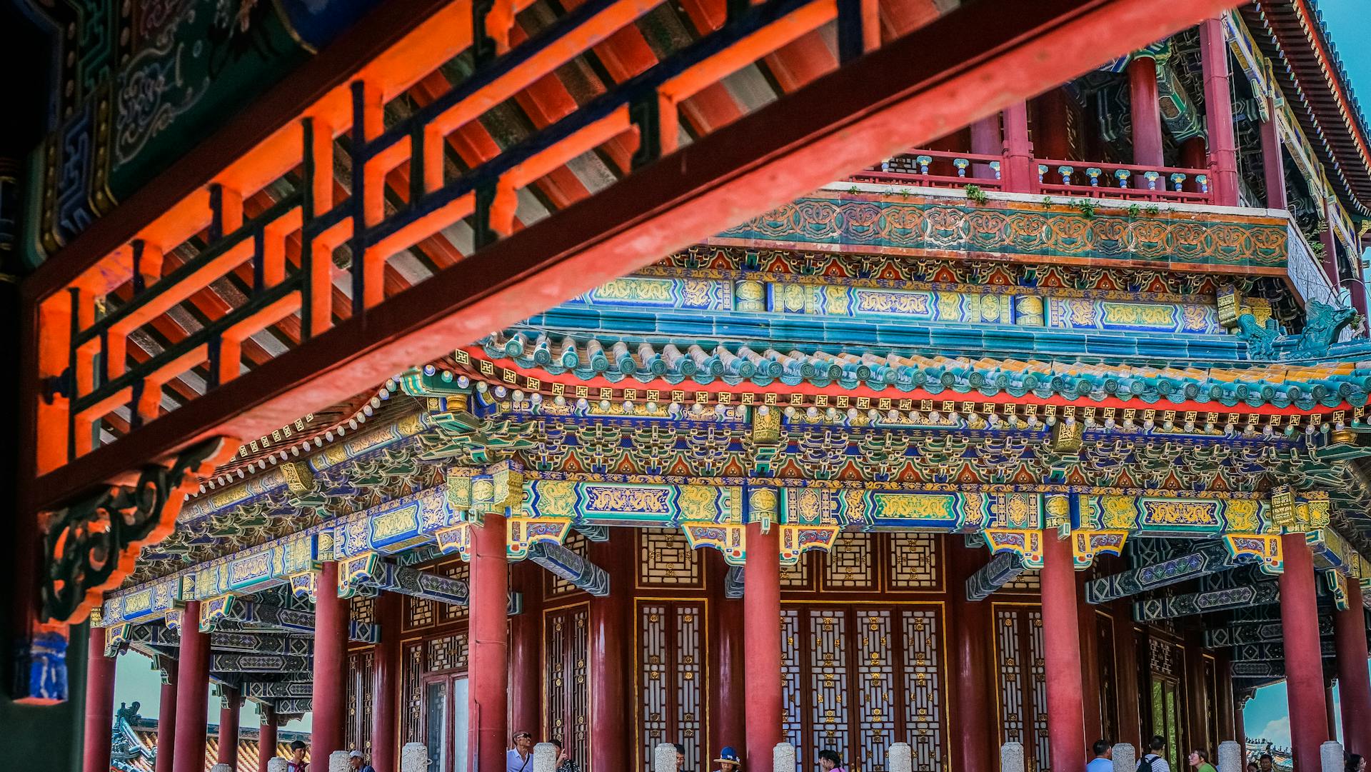 Intricate Chinese Architectural design Of A Colorful Temple