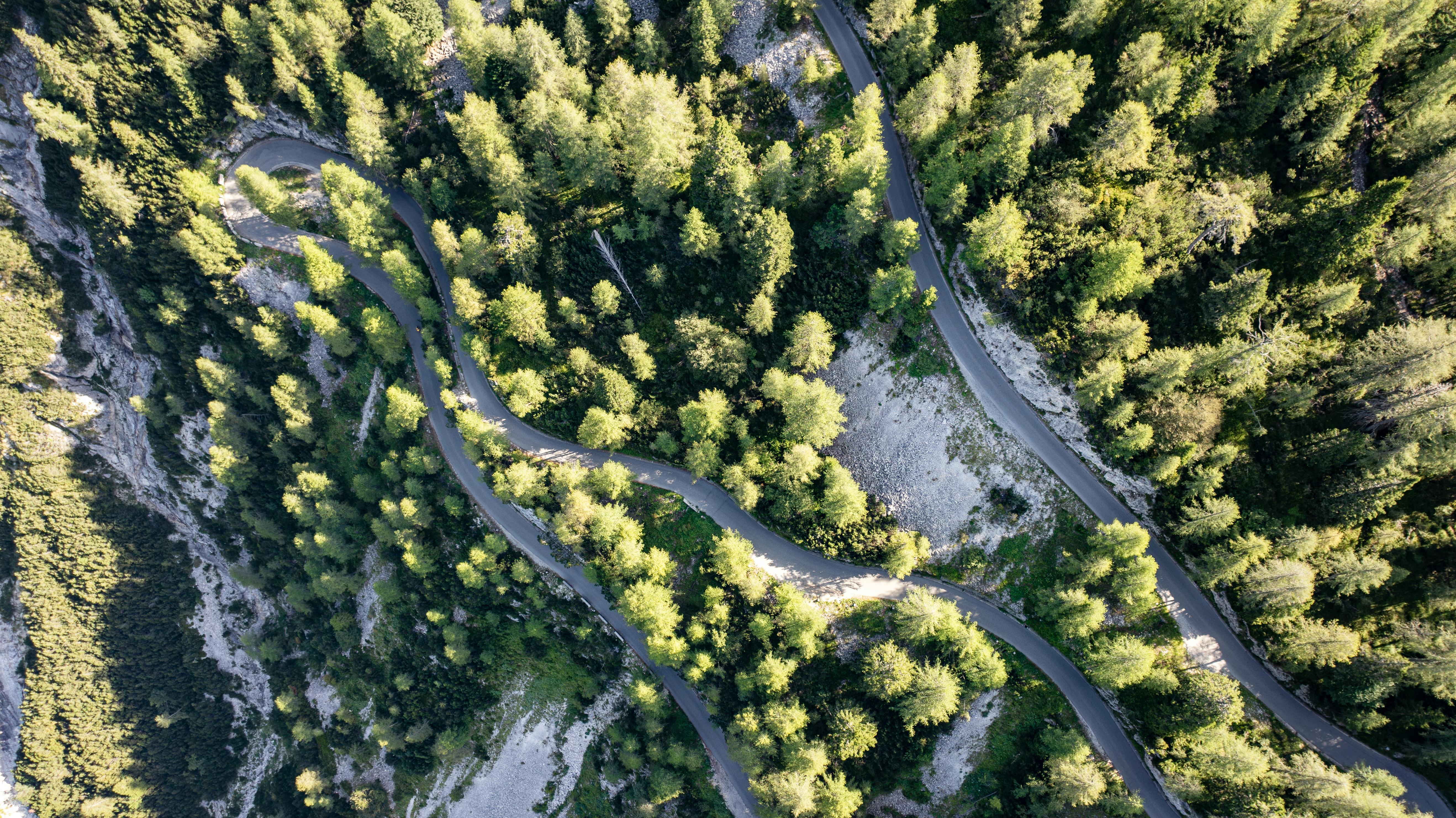 Gratuit Vue Aérienne De La Route Sinueuse De Montagne Dans La Forêt Photos
