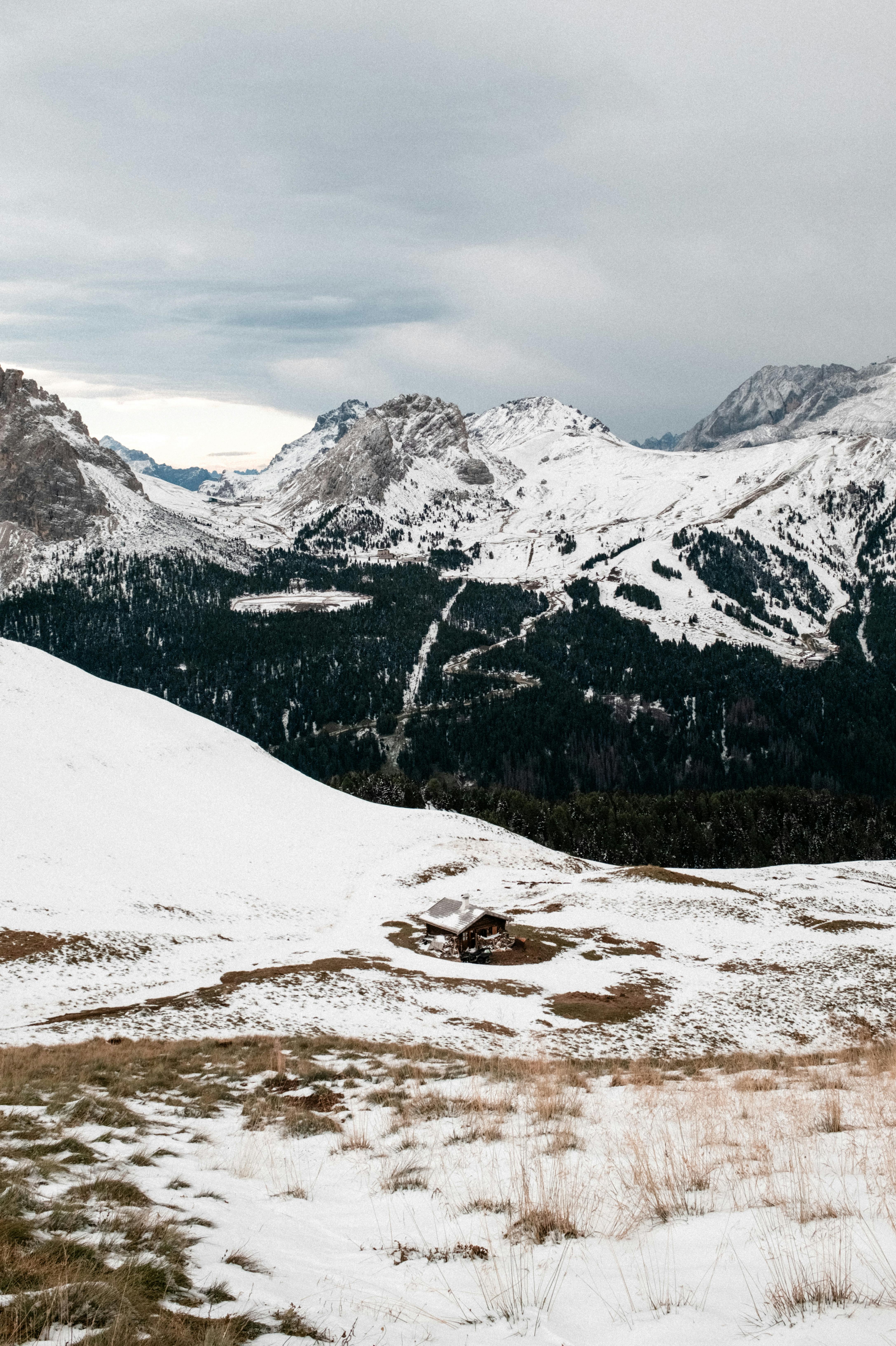 Prescription Goggle Inserts - Breathtaking winter landscape of the Dolomites in Canazei, Italy, showcasing snow-capped peaks.