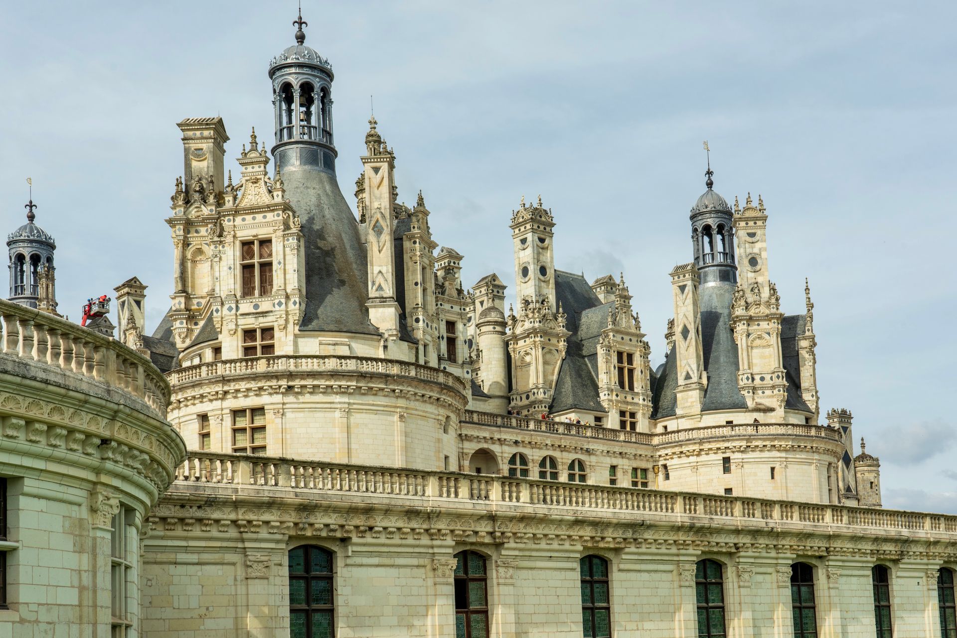 Magnificent architectural detail of Château de Chambord, a French Renaissance masterpiece.
