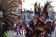 Colorful celebration in Santiago de Querétaro featuring traditional Mexican costumes and dances.