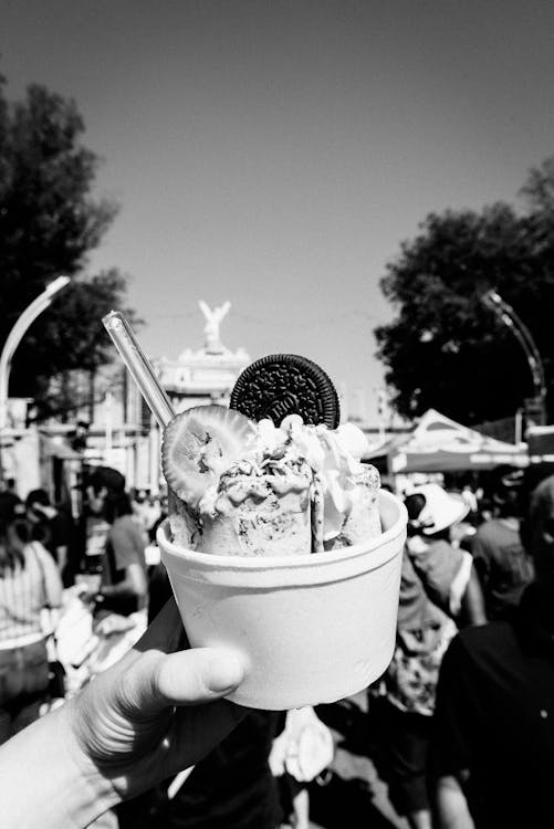 Monochrome Photo Of Ice Cream