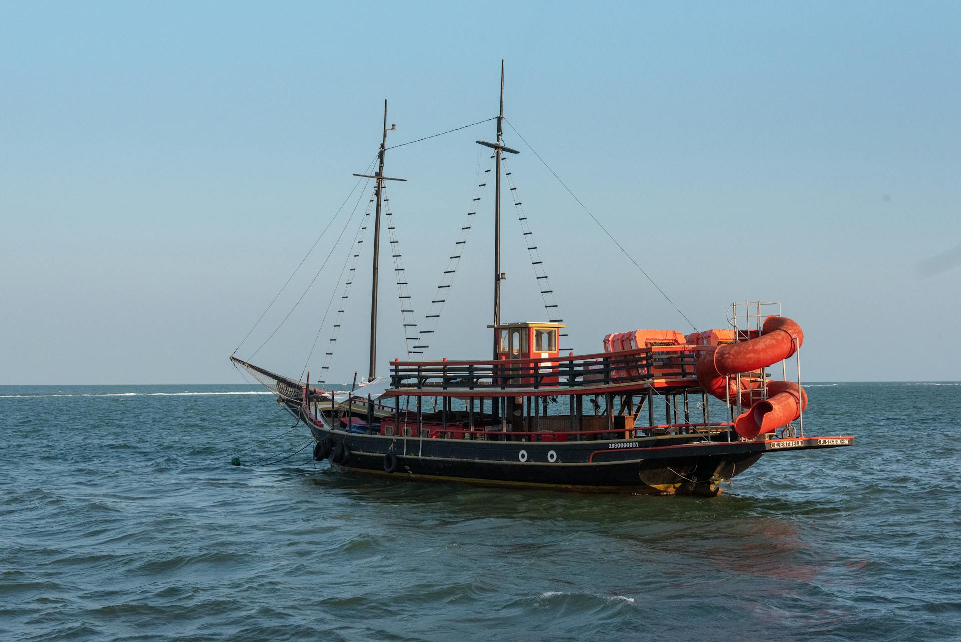 Scenic Pirate Ship on Ocean in Porto Seguro