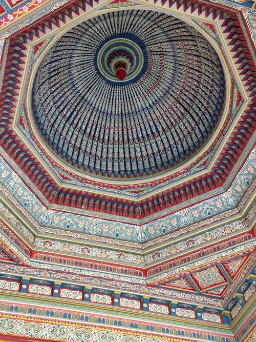 Free Detailed view of a colorful, ornate dome ceiling in Andijan, Uzbekistan. Stock Photo