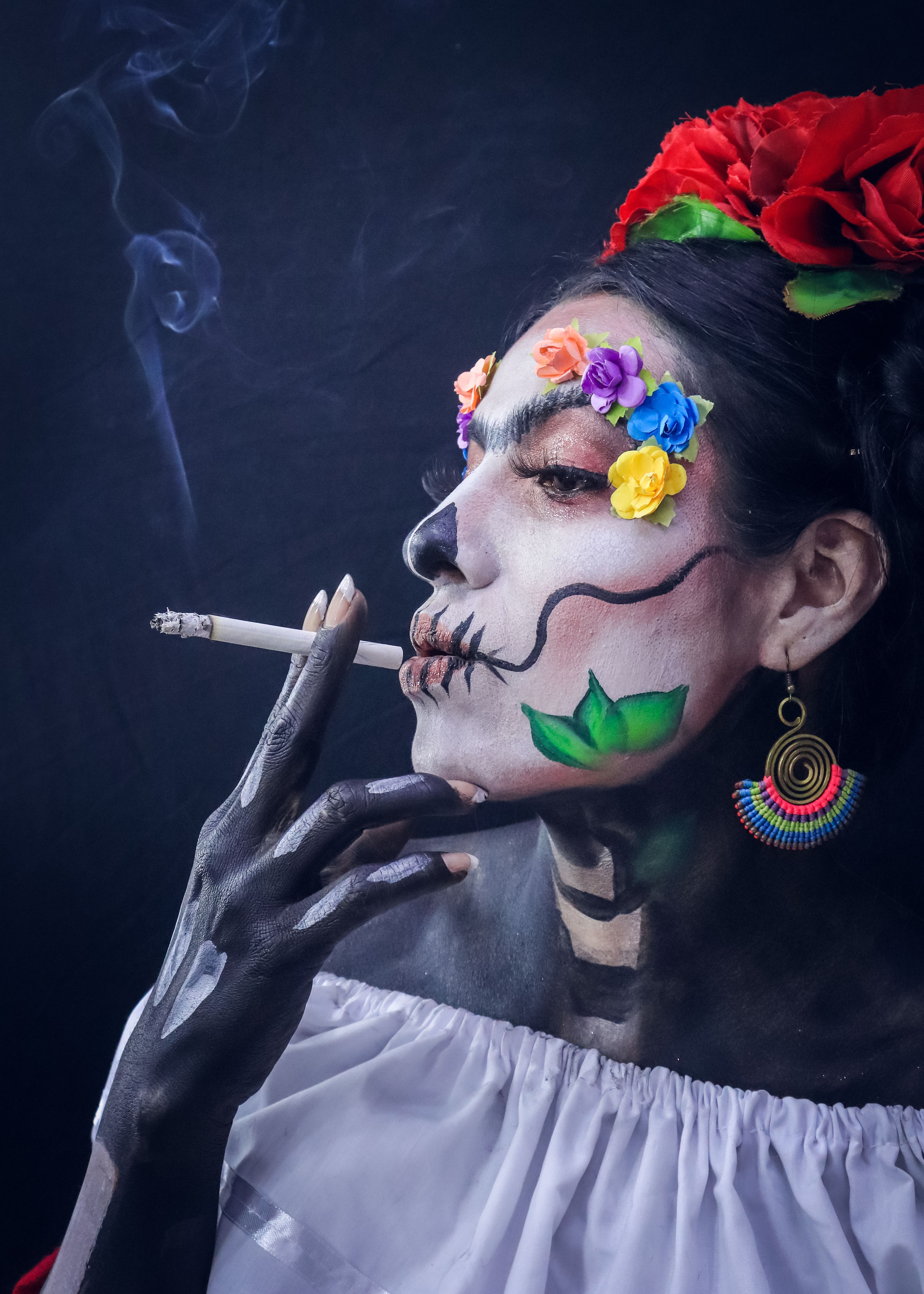 tobacco makeup Colorful Dia de los Muertos Makeup · Free Stock Photo