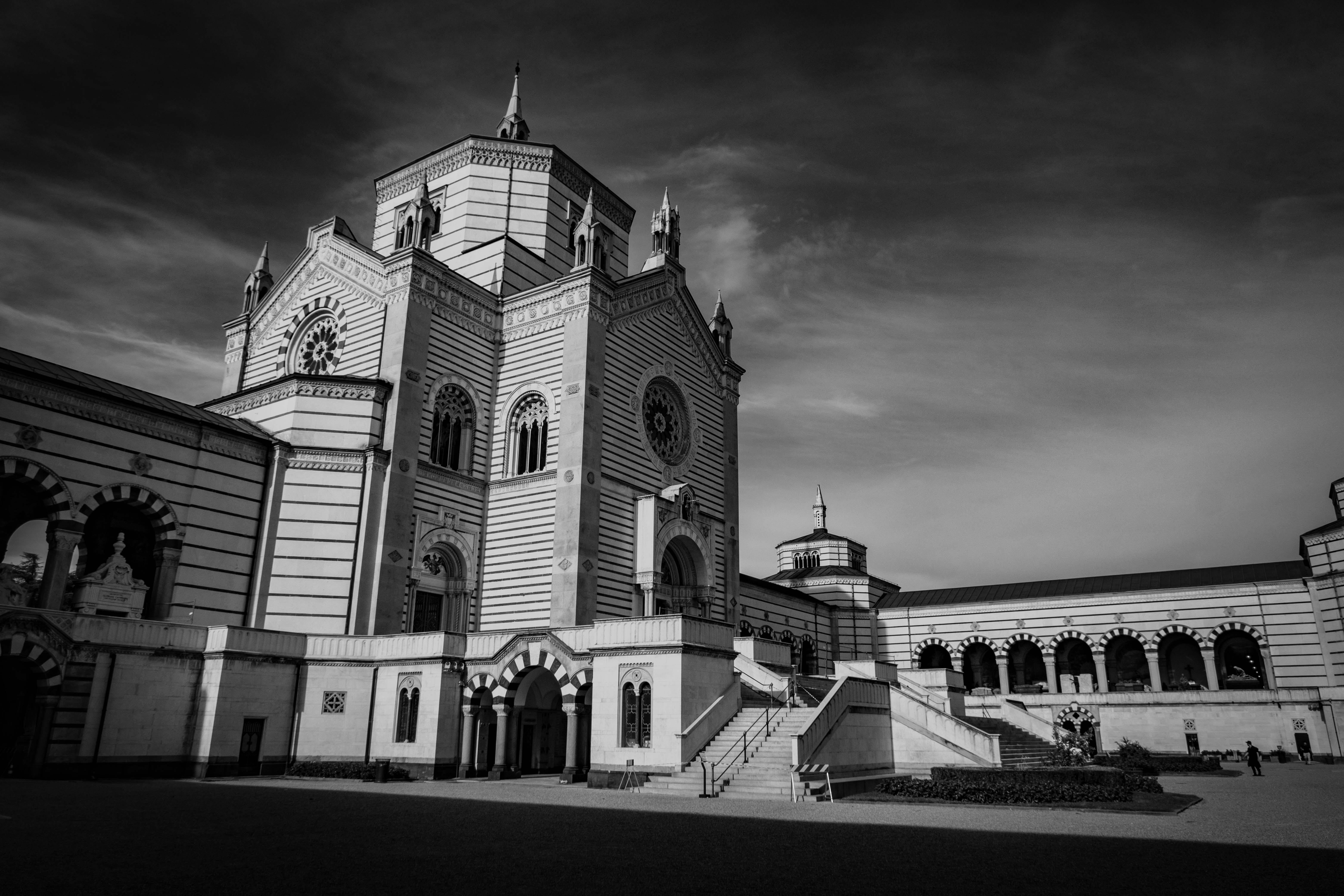 black and white architectural structure exterior