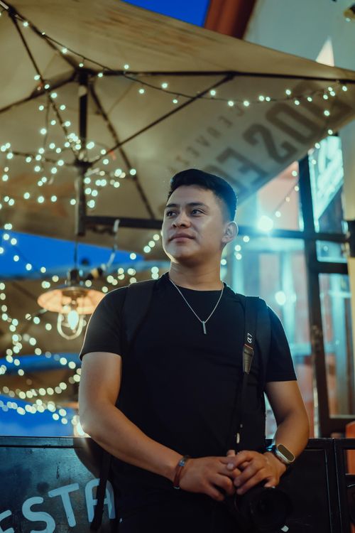 Night Portrait of a Young Man with Lights · Free Stock Photo
