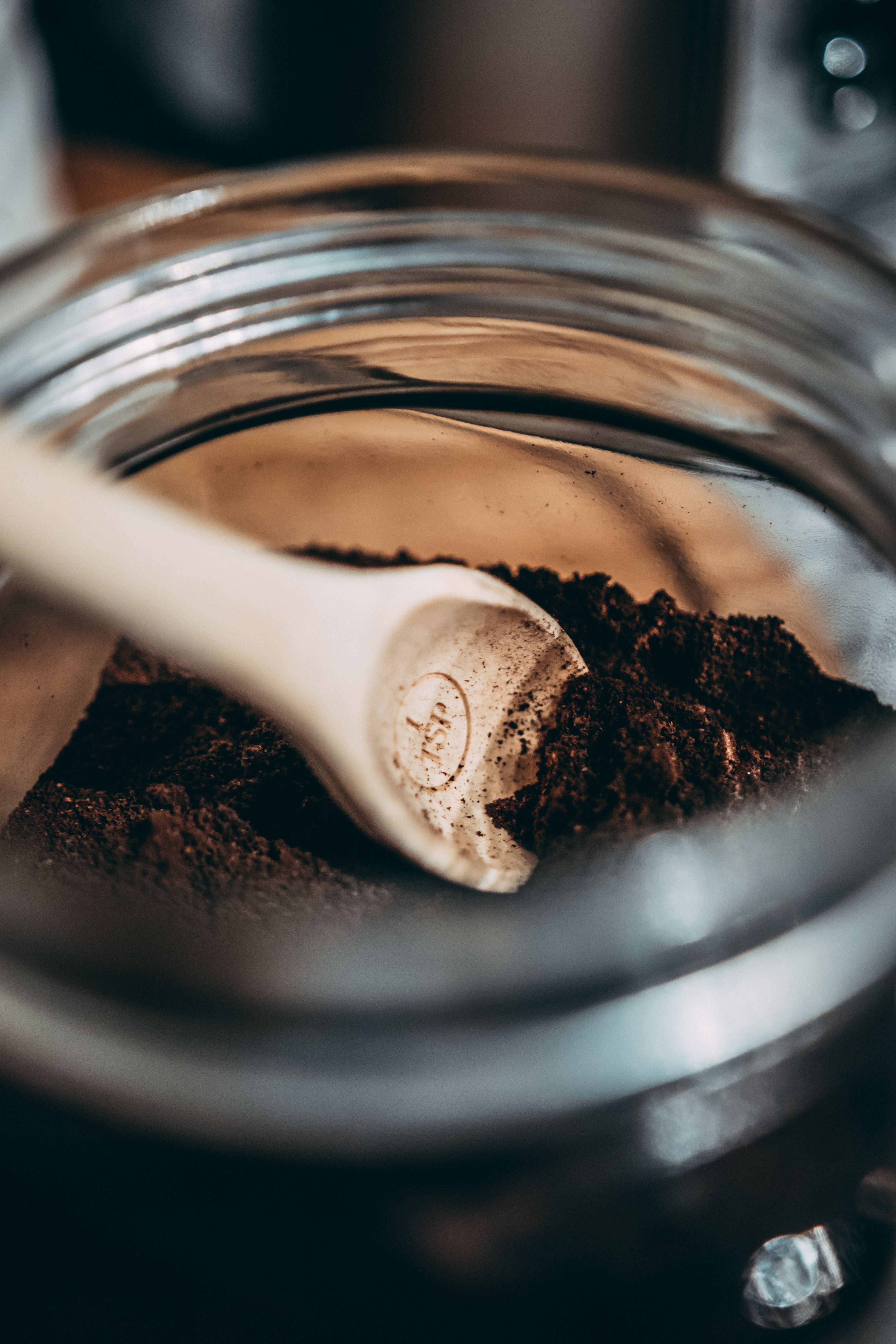 Ground Coffee In Glass Jar Free Stock Photo
