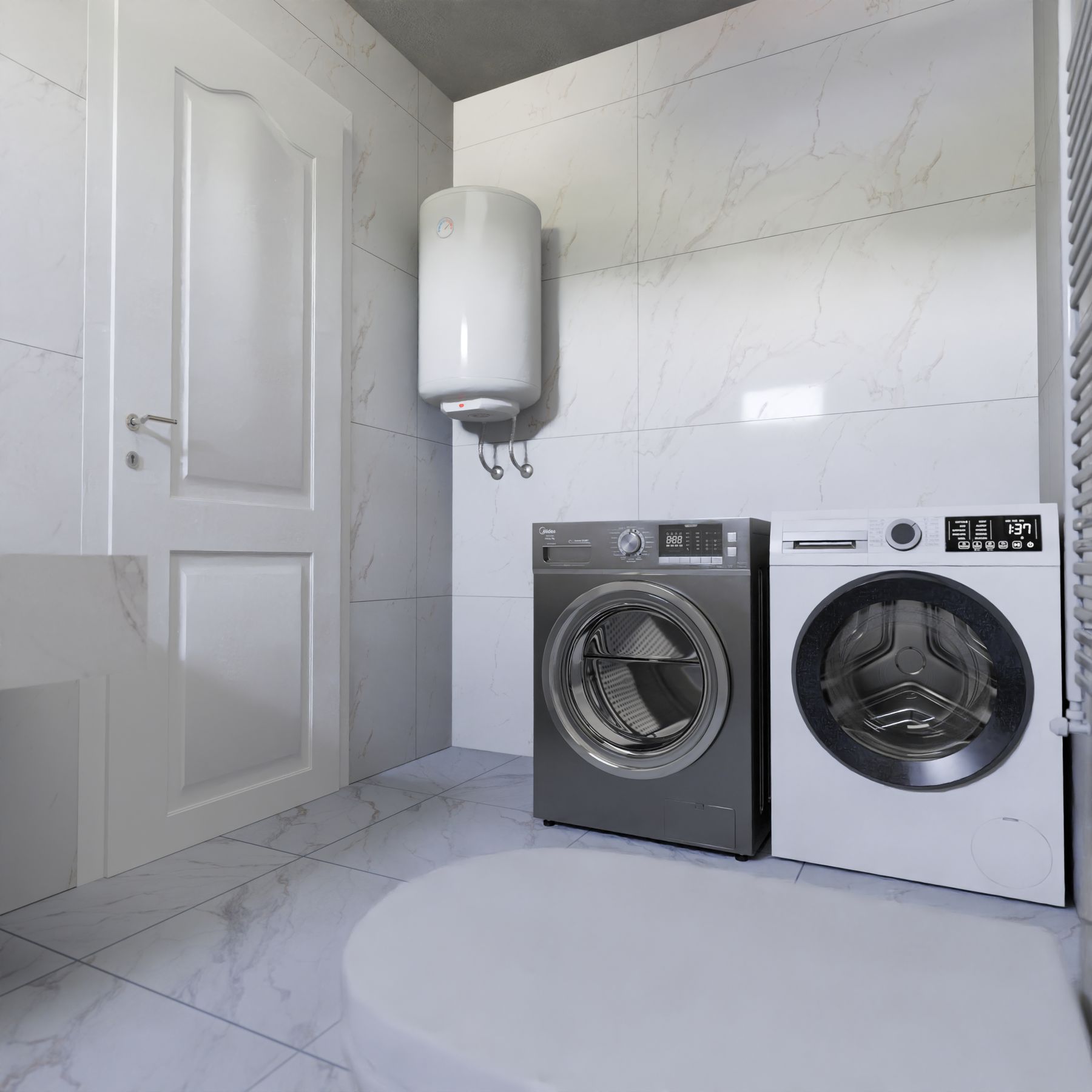 Modern washing machine and dryer for washing machine repair Dubai
