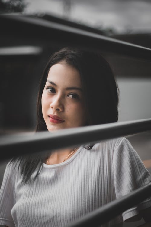 Woman In Crew Neck T-shirt