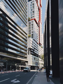 Contemporary architecture with towering skyscrapers in downtown Toronto.