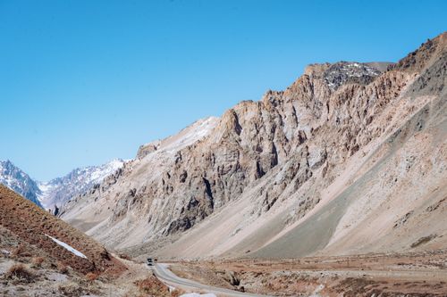 Free Stunning mountain landscape in Los Penitentes, Mendoza, Argentina, with clear blue sky. Stock Photo