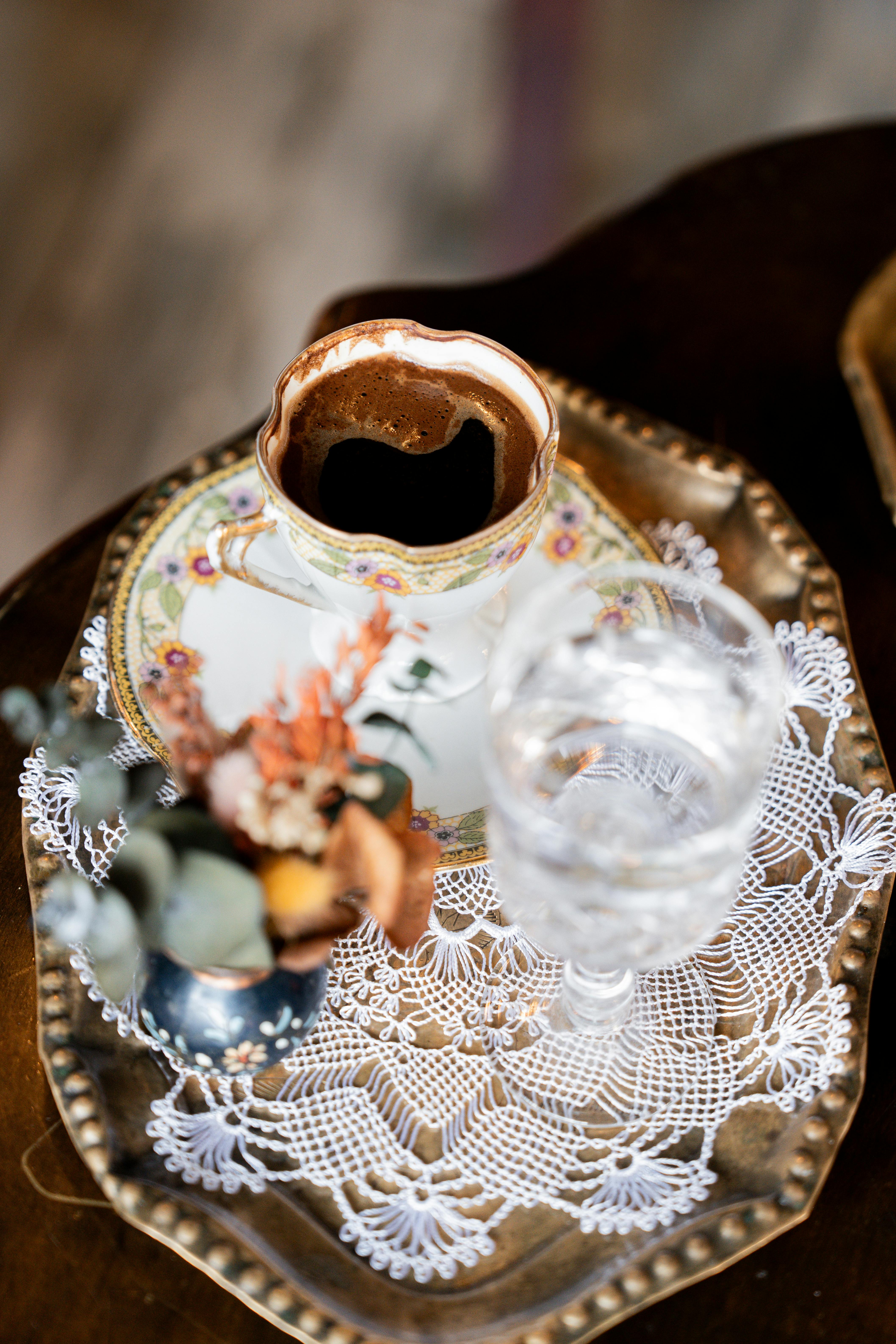 elegant turkish coffee setting with ornate details