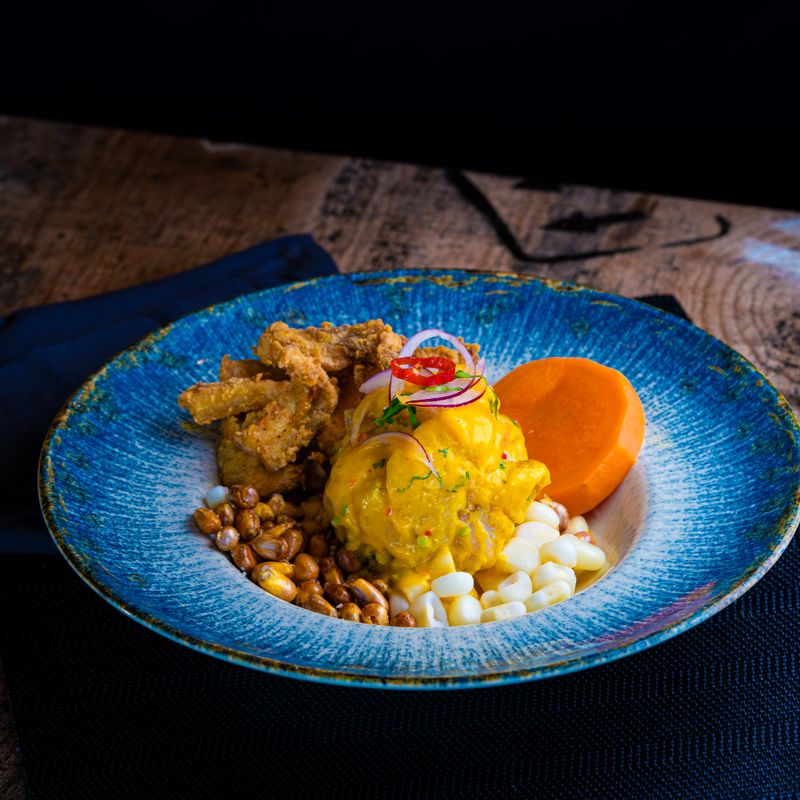 Peruvian Pink Potato and Shrimp Quinoa Ceviche Style