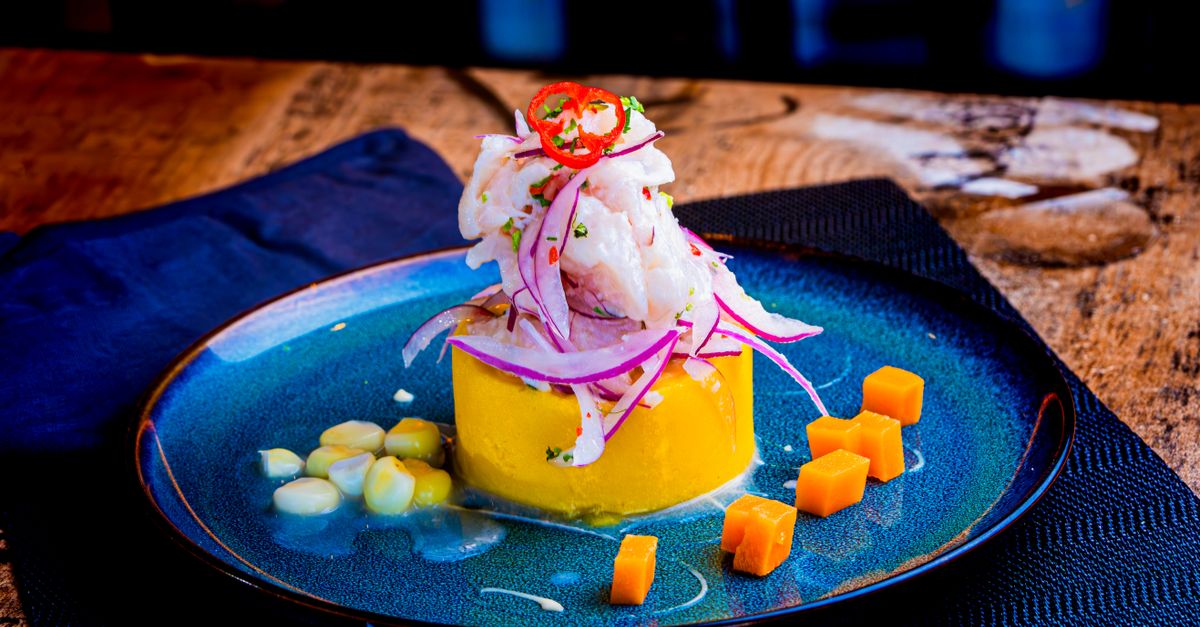 Peruvian ceviche with sweet potato