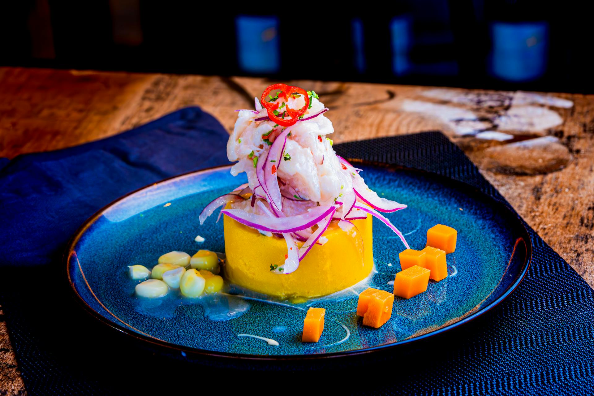 Colorful Peruvian Ceviche with Sweet Potato