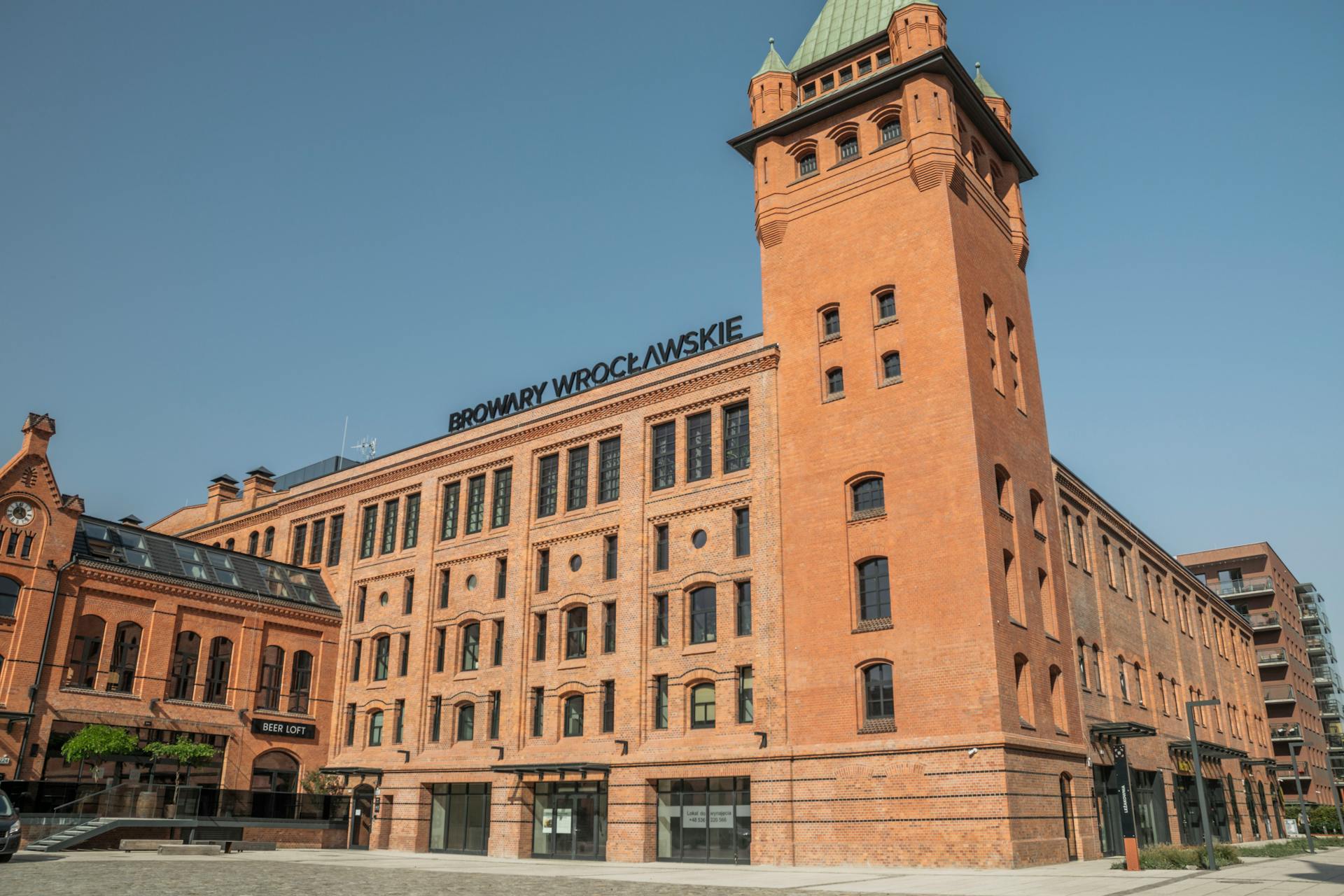 Old Brewery in Wrocław, Poland with Brick Exterior