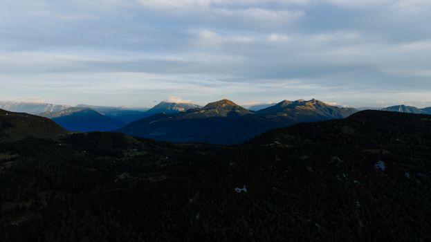 A breathtaking aerial view of the mountainous landscape in Molveno, Italy during daytime.