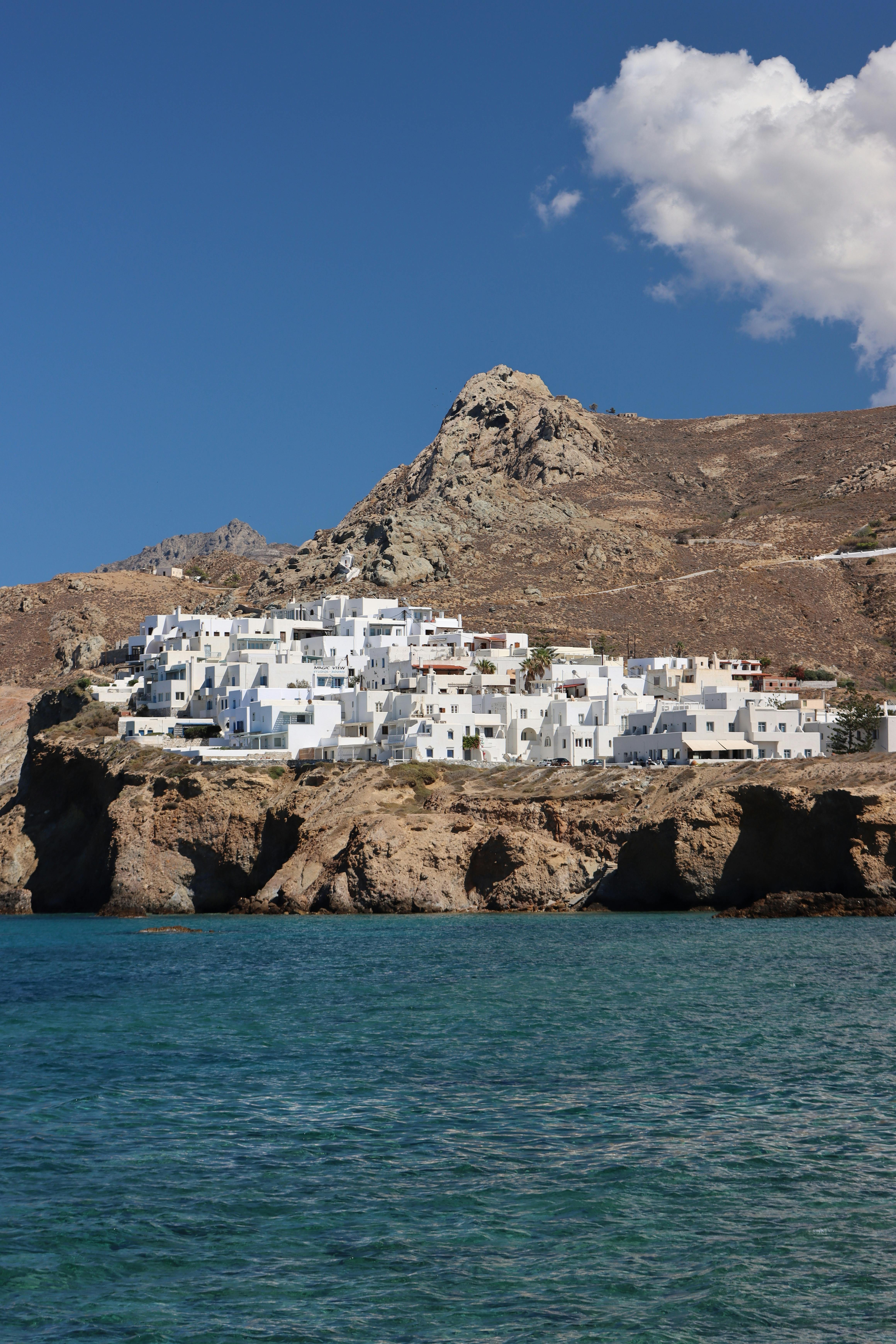 scenic view of naxos island cliffs and white houses